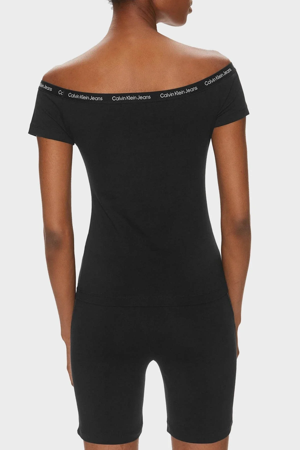 Calvin Klein Streç Pamuklu Fitted Kayık Yaka J20J223098BEH Bayan Top J20J223098 BEH SİYAH - 3