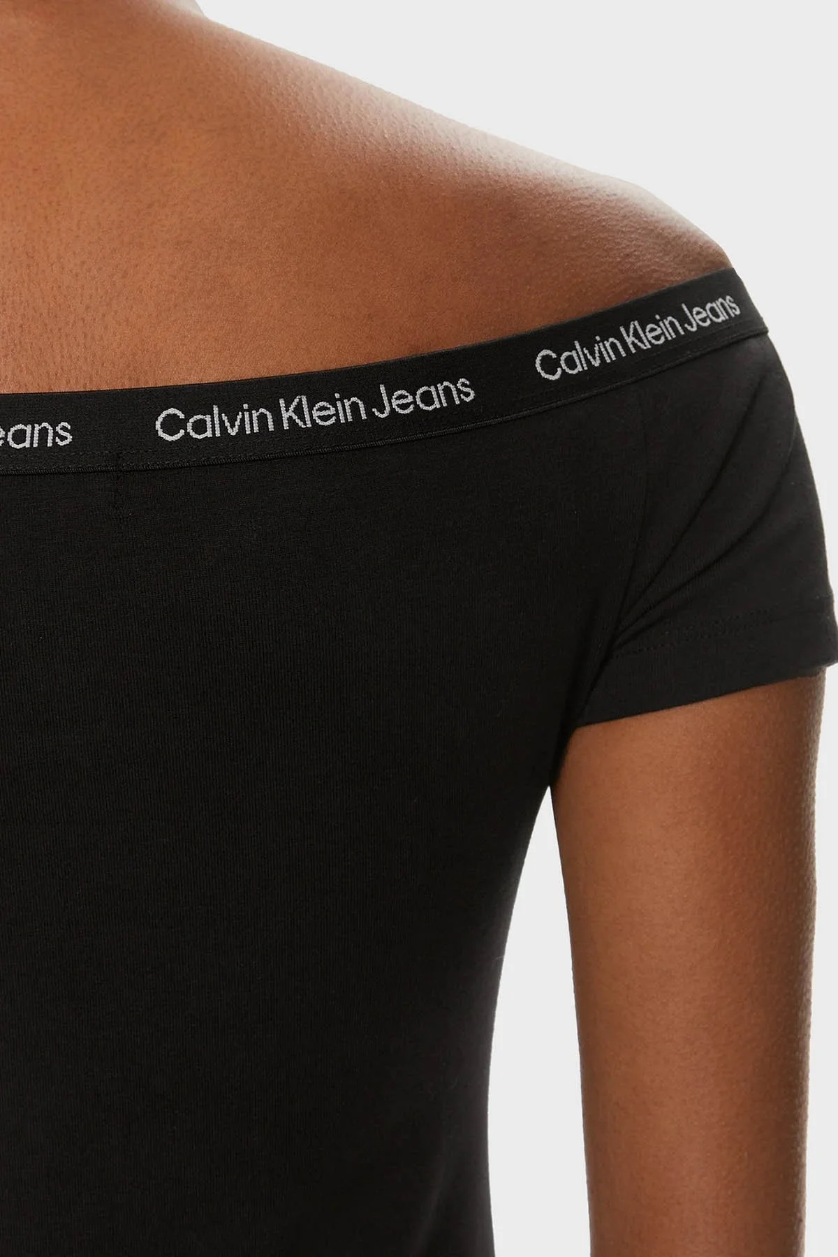 Calvin Klein Streç Pamuklu Fitted Kayık Yaka J20J223098BEH Bayan Top J20J223098 BEH SİYAH - 5