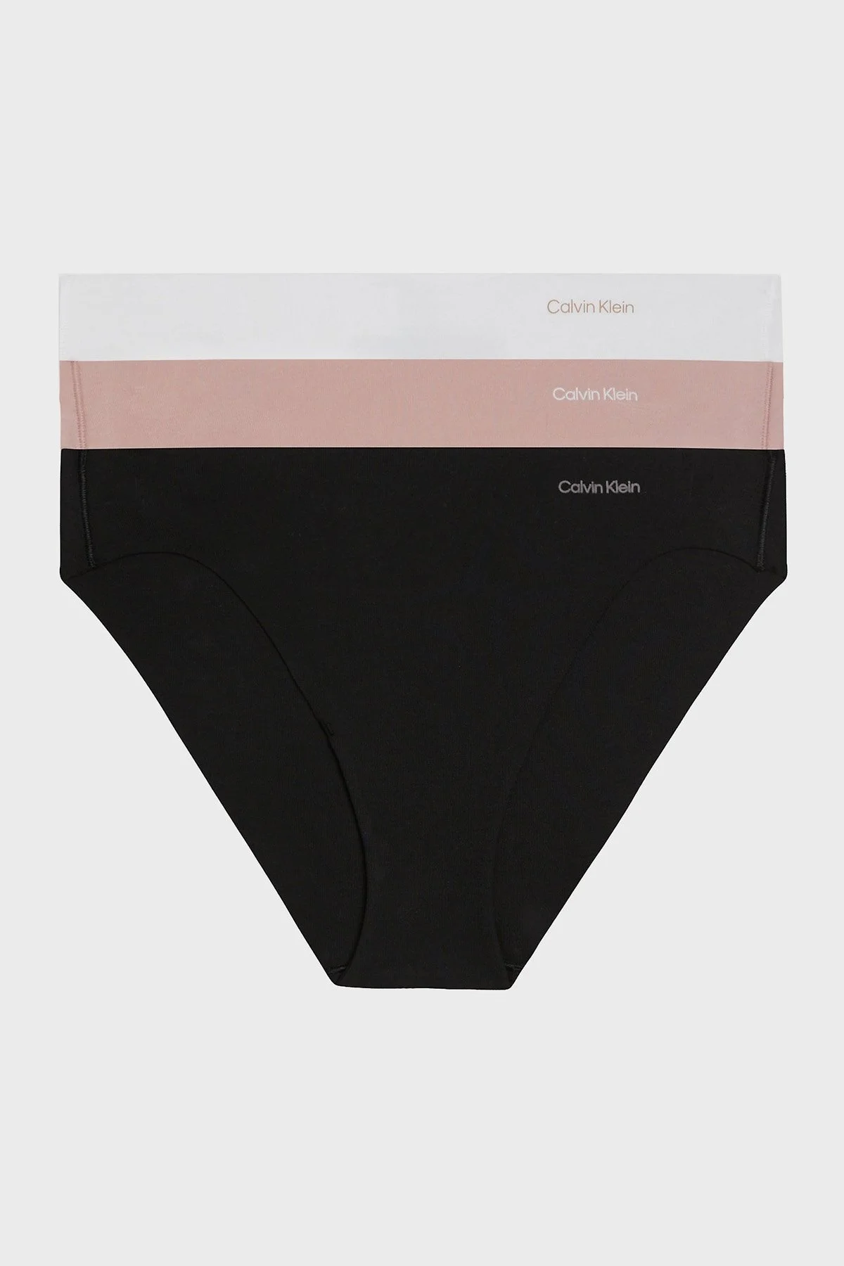 Calvin Klein Streç Pamuklu Lazer Kesim 3 Pack 000QD5200EN8I Bayan Külot 000QD5200E N8I Beyaz-Pembe-Siyah - 1