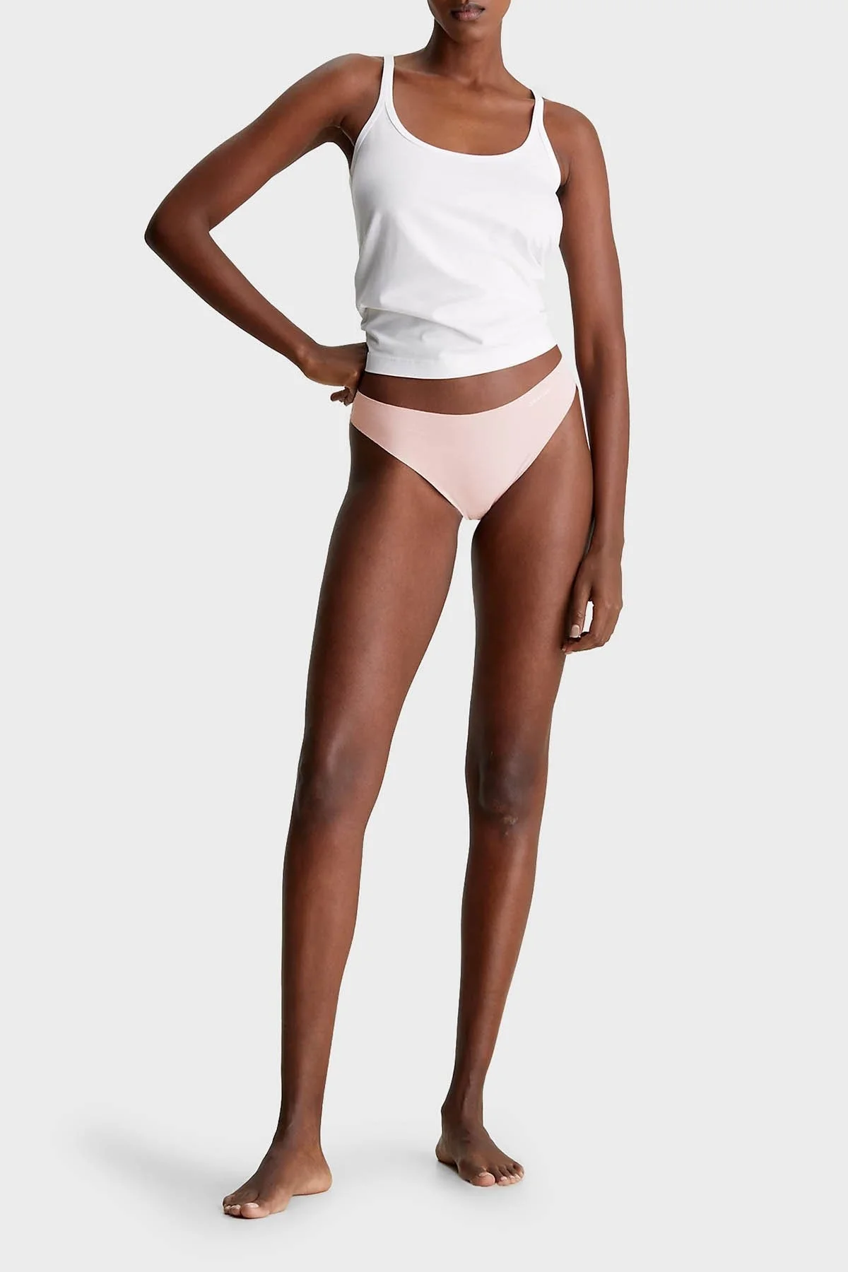 Calvin Klein Streç Pamuklu Lazer Kesim 3 Pack Tanga 000QD5219EN8I Bayan Külot 000QD5219E N8I Beyaz-Pembe-Siyah - 2
