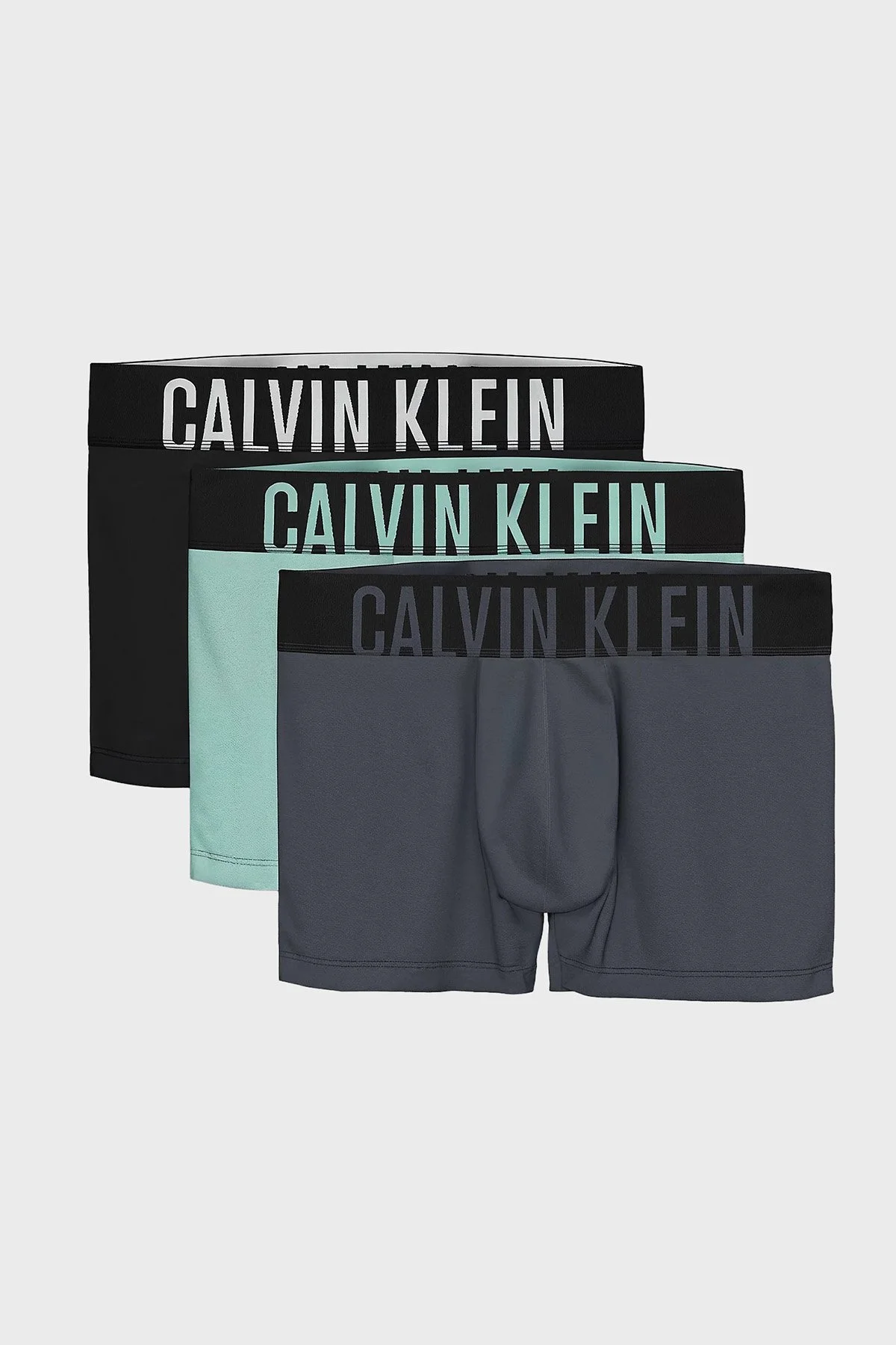 Calvin Klein Streç Pamuklu Logolu 3 Pack 000NB3608AZDB Erkek Boxer 000NB3608A ZDB Siyah-Su Yeşili-Antrasit - 5