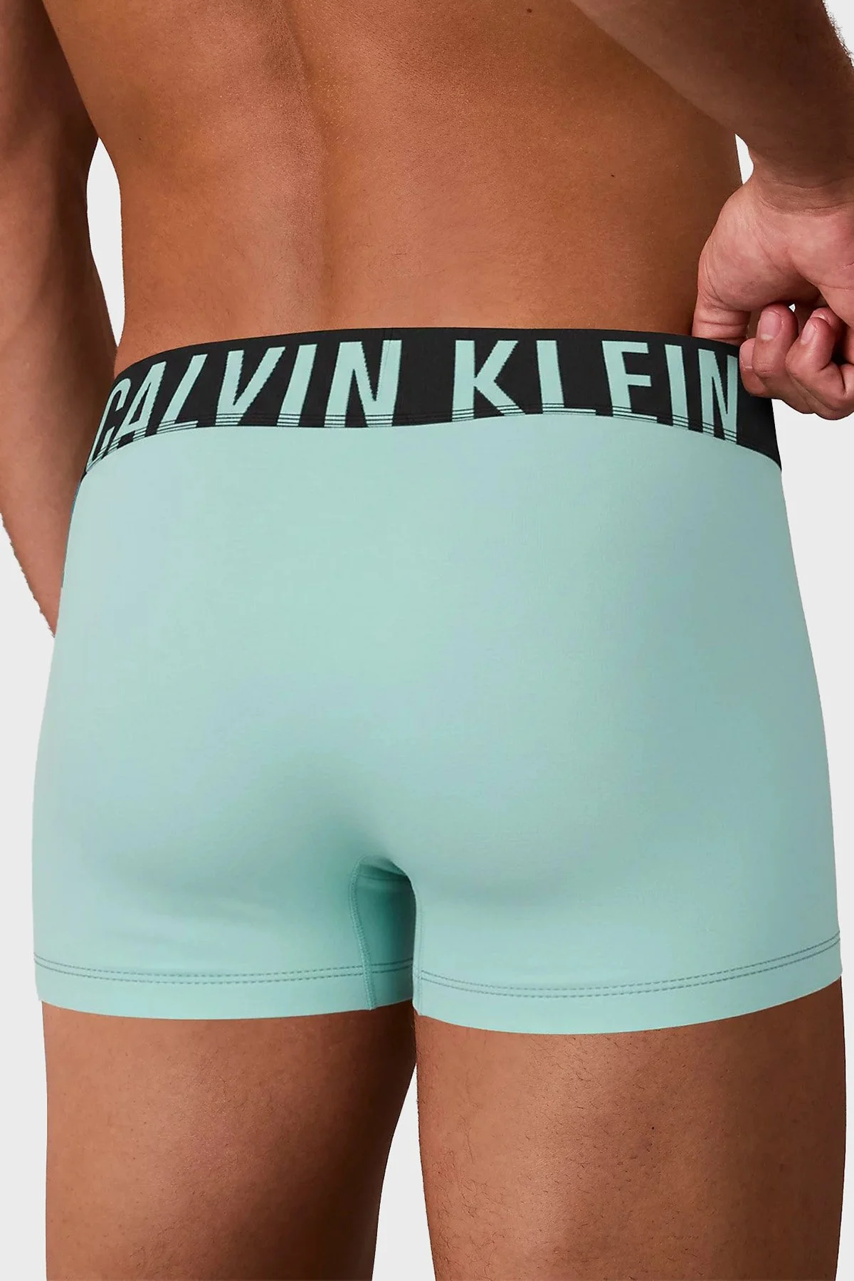 Calvin Klein Streç Pamuklu Logolu 3 Pack 000NB3608AZDB Erkek Boxer 000NB3608A ZDB Siyah-Su Yeşili-Antrasit - 8