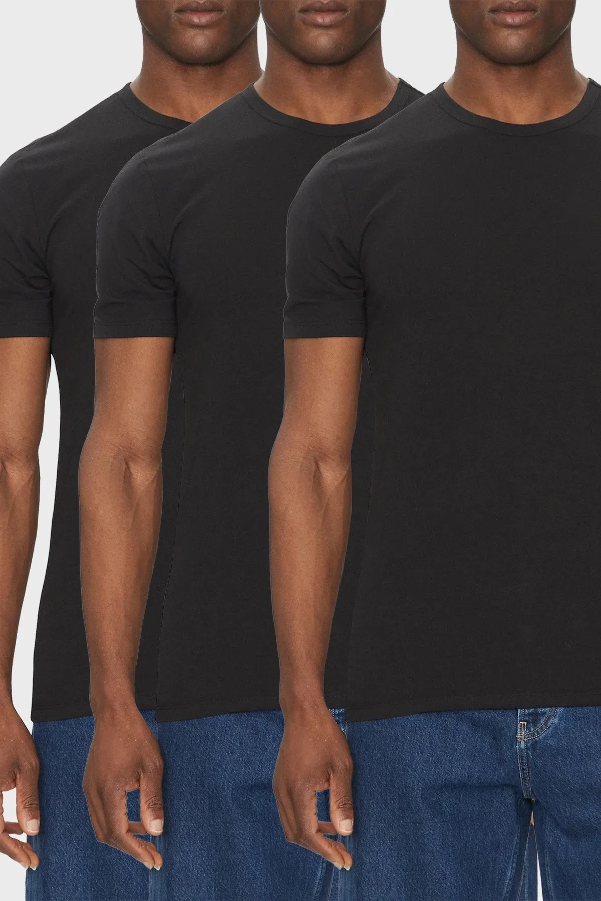 Calvin Klein Streç Pamuklu Regular Fit Bisiklet Yaka 3 Pack LV00NB4185UB1 Erkek T Shirt LV00NB4185 UB1 SİYAH - 7