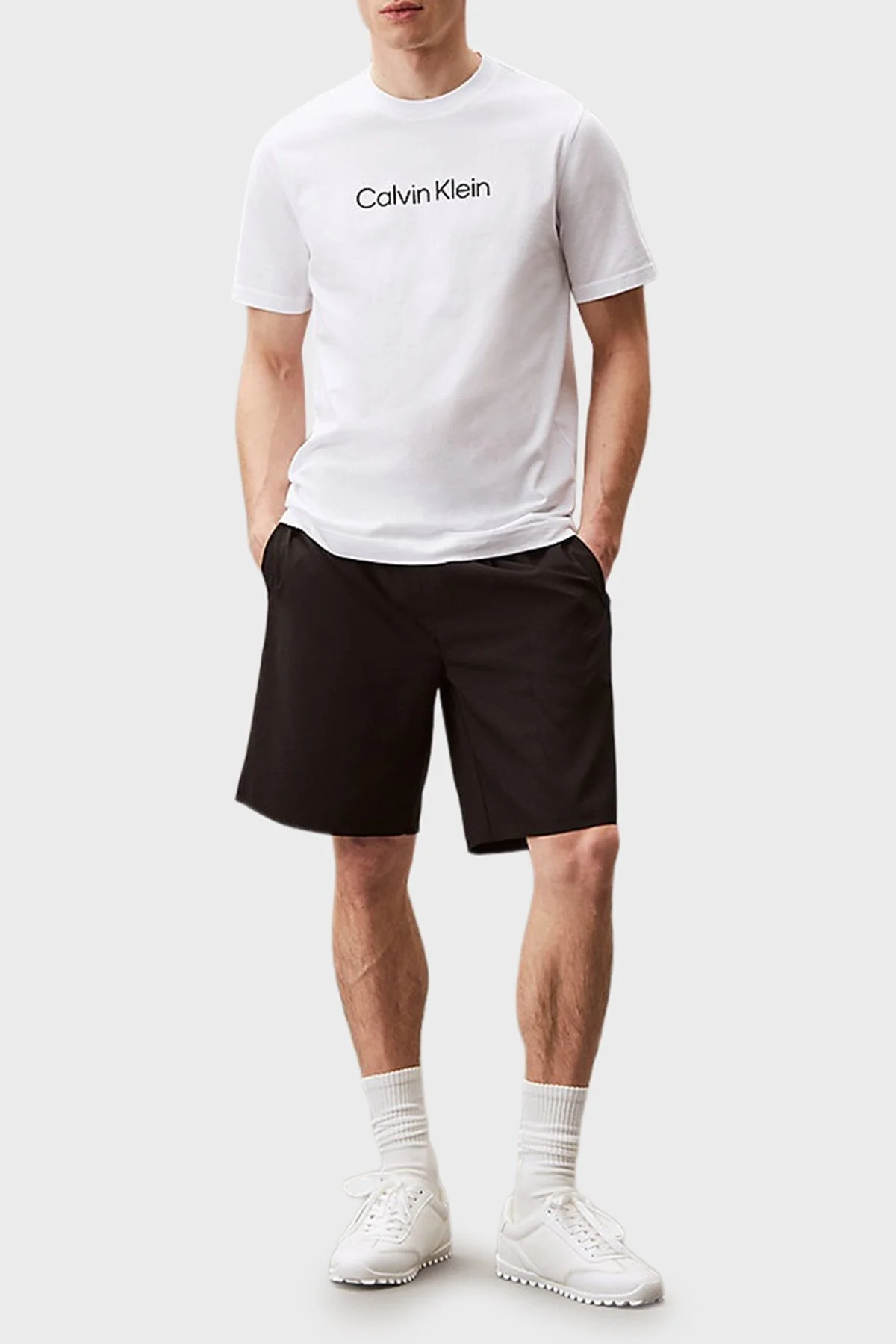 Calvin Klein Streç Pamuklu Regular Fit Bisiklet Yaka LVGMS5K182100 Erkek T Shirt LVGMS5K182 100 BEYAZ - 6