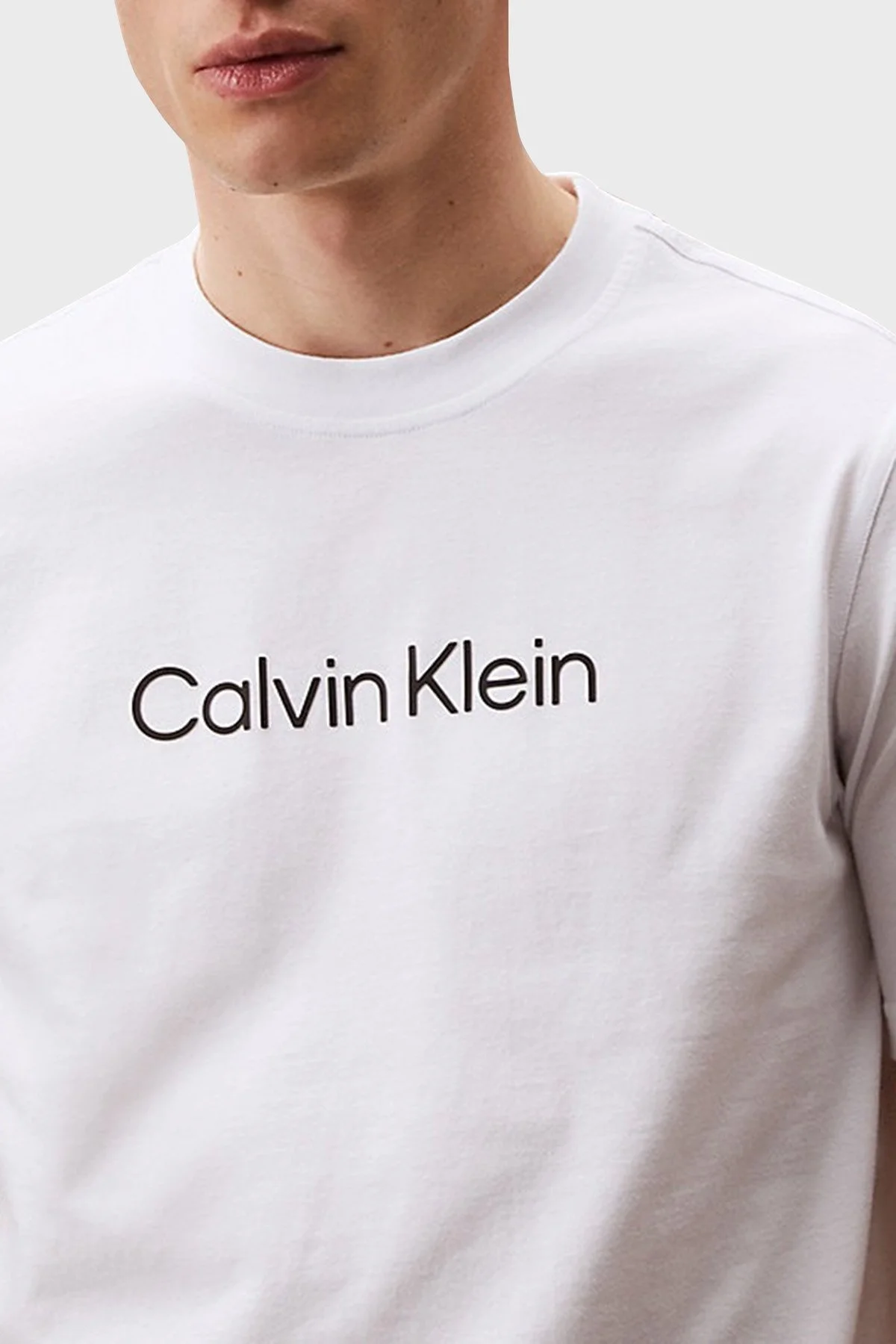 Calvin Klein Streç Pamuklu Regular Fit Bisiklet Yaka LVGMS5K182100 Erkek T Shirt LVGMS5K182 100 BEYAZ - 8