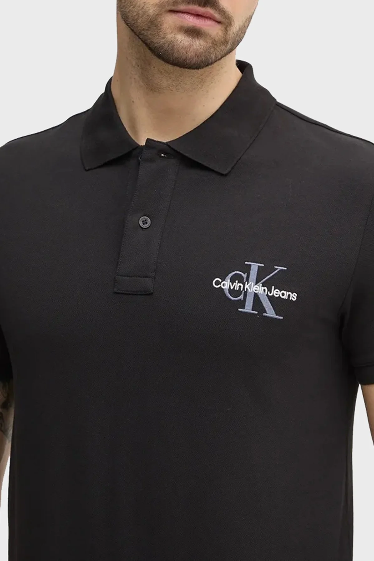 Calvin Klein Streç Pamuklu Regular Fit Düğmeli J30J3256640GM Erkek Polo Yaka T Shirt J30J325664 0GM SİYAH - 8