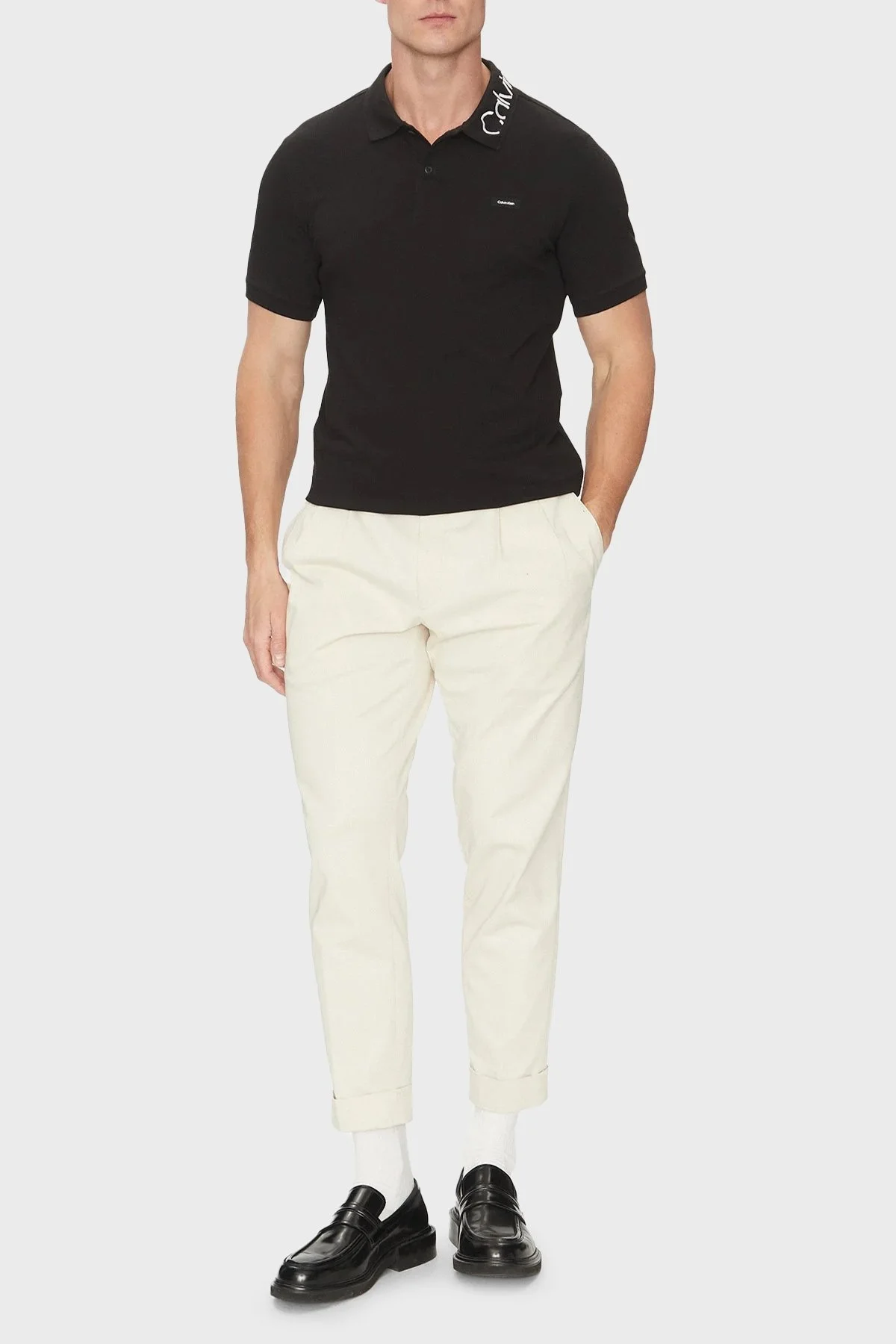 Calvin Klein Streç Pamuklu Regular Fit Düğmeli K10K114474BEH Erkek Polo Yaka T Shirt K10K114474 BEH SİYAH - 5