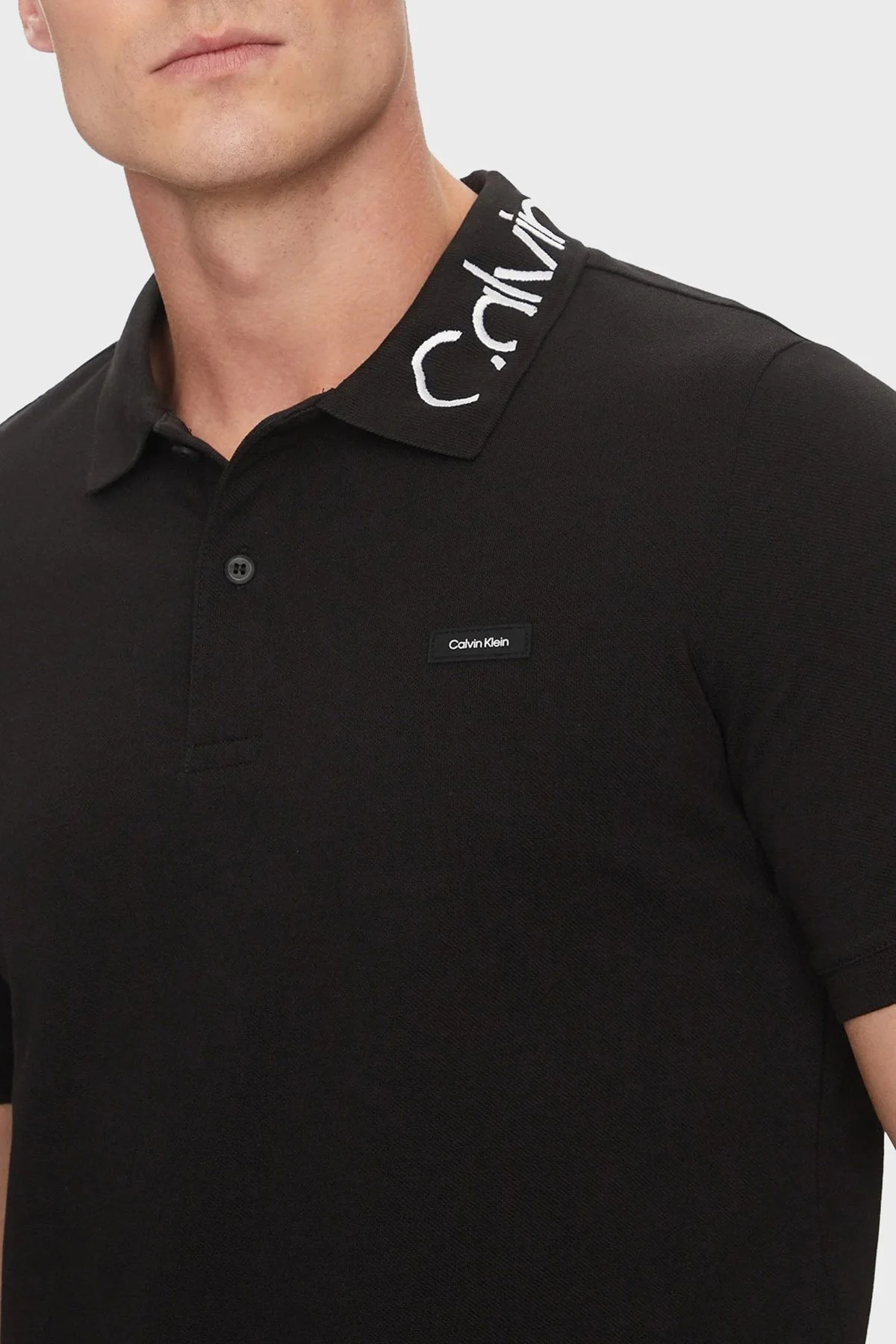 Calvin Klein Streç Pamuklu Regular Fit Düğmeli K10K114474BEH Erkek Polo Yaka T Shirt K10K114474 BEH SİYAH - 8