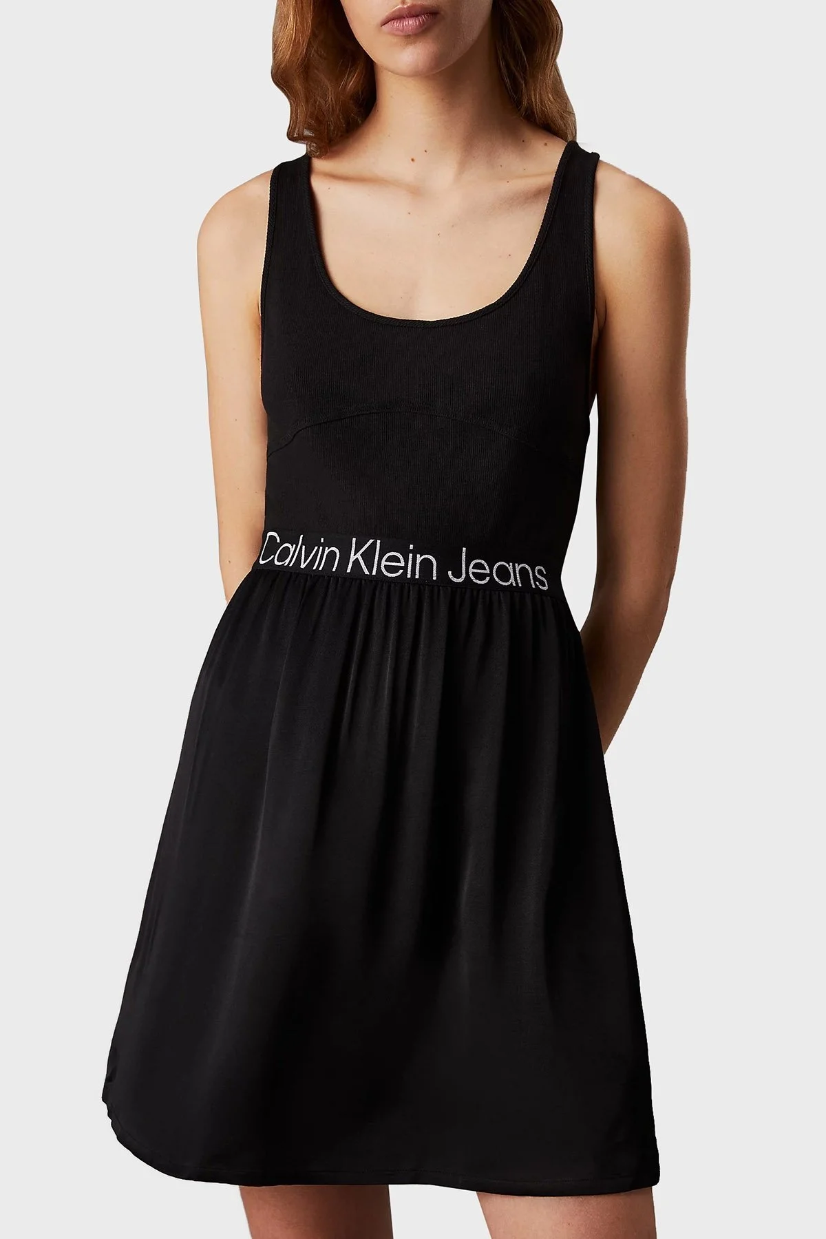 Calvin Klein Streç Pamuklu Regular Fit Mini J20J221624BEH Bayan Elbise J20J221624 BEH SİYAH - 2