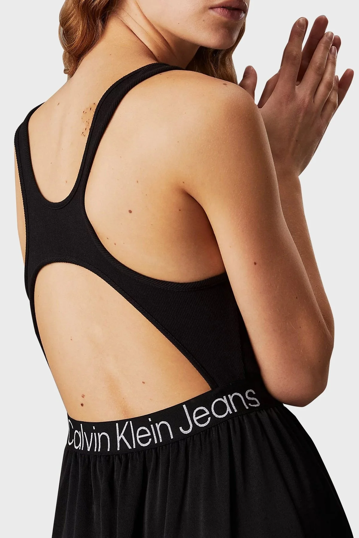 Calvin Klein Streç Pamuklu Regular Fit Mini J20J221624BEH Bayan Elbise J20J221624 BEH SİYAH - 4