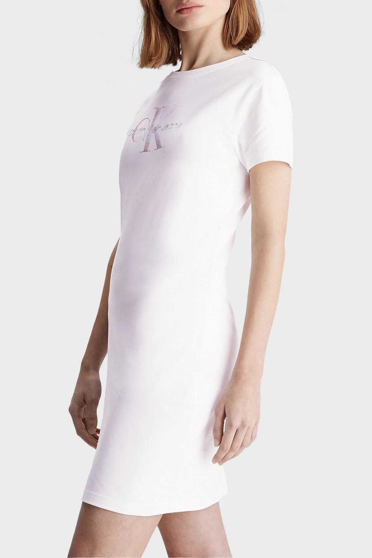 Calvin Klein Streç Pamuklu Regular Fit Mini J20J223056YAF Bayan Elbise J20J223056 YAF BEYAZ - 5