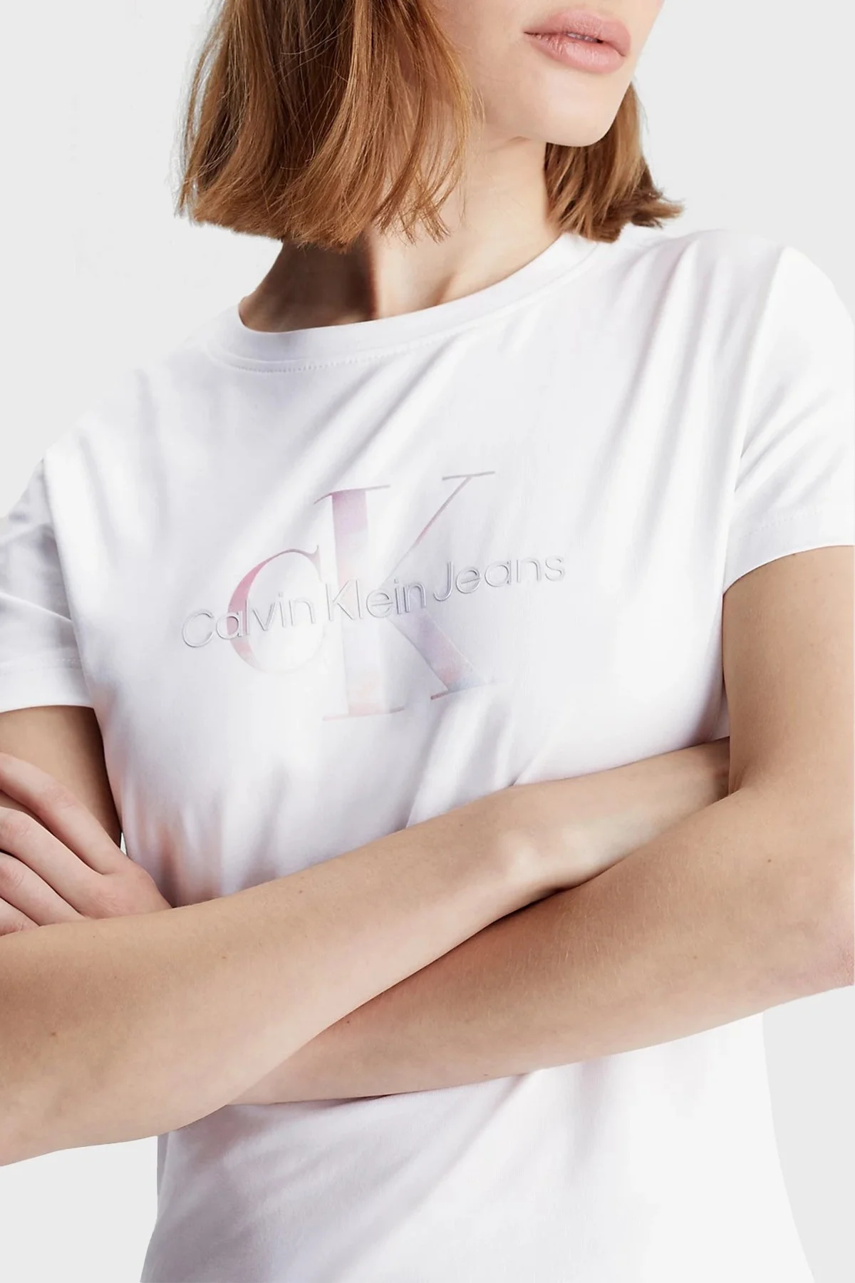 Calvin Klein Streç Pamuklu Regular Fit Mini J20J223056YAF Bayan Elbise J20J223056 YAF BEYAZ - 6