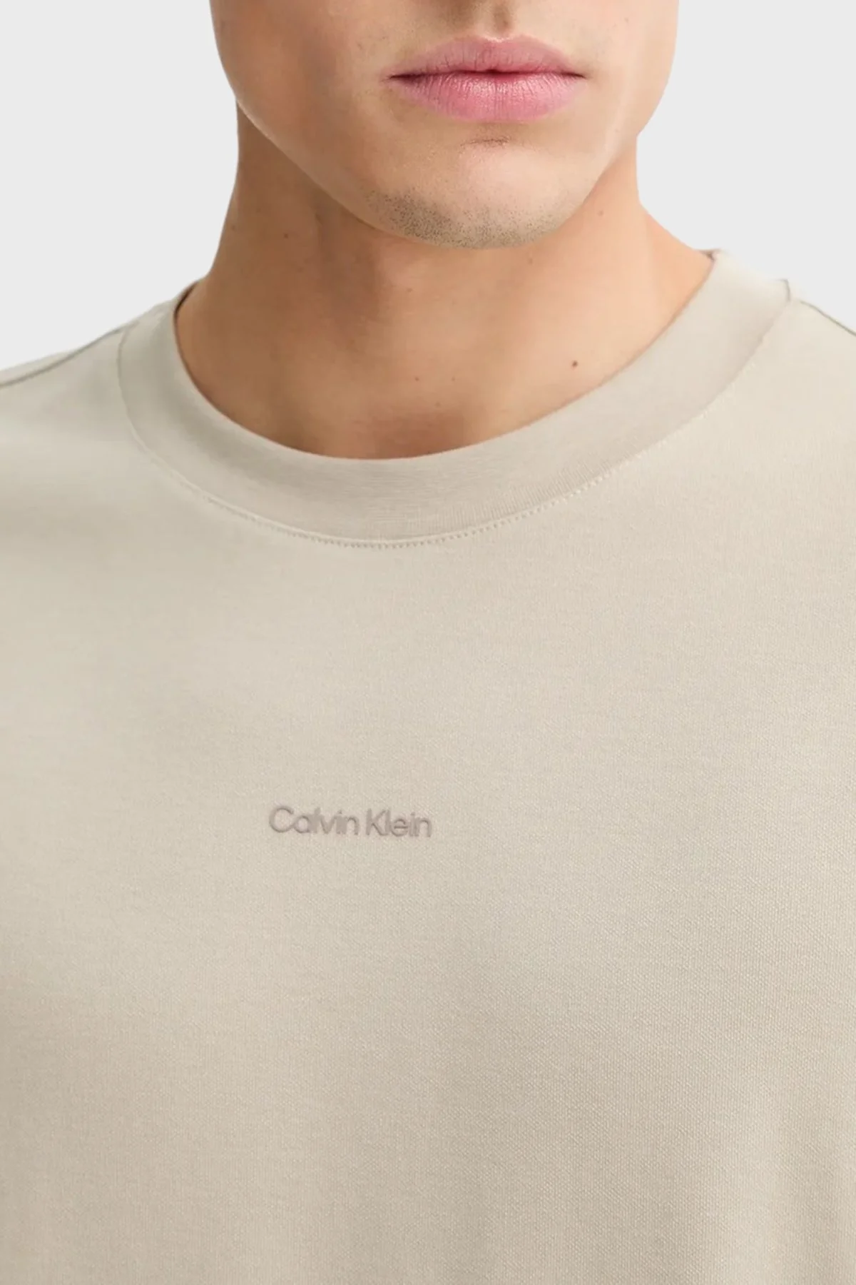Calvin Klein Streç Pamuklu Regular Fit Sıfır Yaka LV04LC241G2F3 Erkek T Shirt LV04LC241G 2F3 ANTRASİT - 4