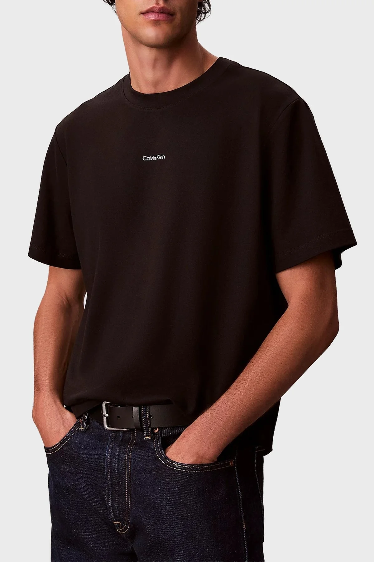 Calvin Klein Streç Pamuklu Regular Fit Sıfır Yaka LV04LC241GUB1 Erkek T Shirt LV04LC241G UB1 SİYAH - 1