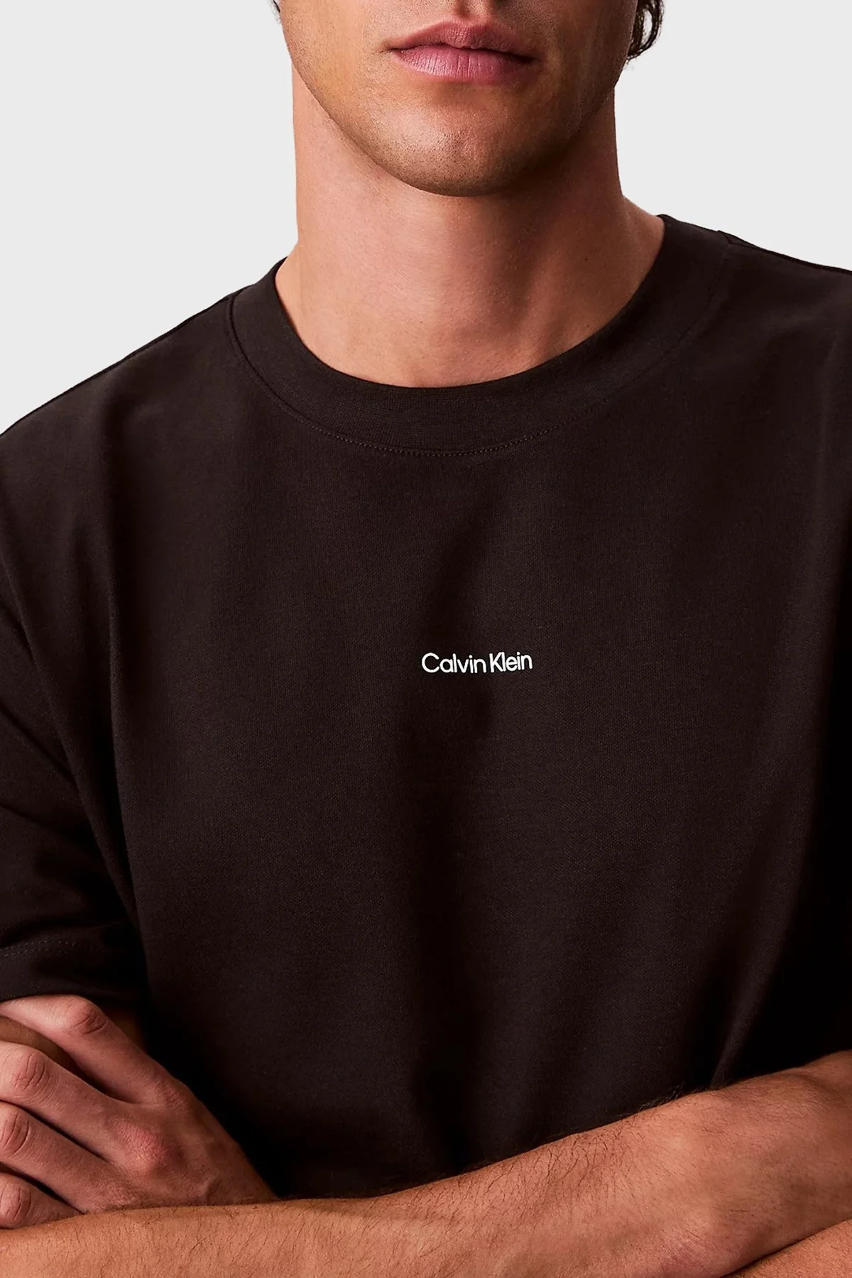 Calvin Klein Streç Pamuklu Regular Fit Sıfır Yaka LV04LC241GUB1 Erkek T Shirt LV04LC241G UB1 SİYAH - 3