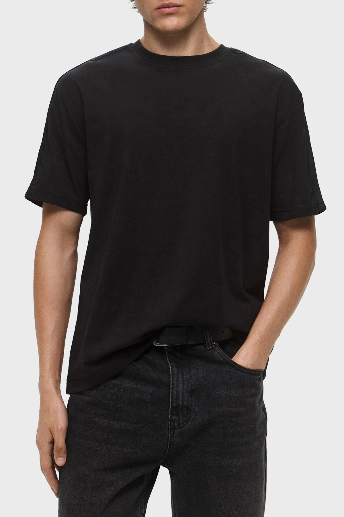 Calvin Klein Streç Pamuklu Relaxed Fit Bisiklet Yaka LVGMS5K177UB1 Erkek T Shirt LVGMS5K177 UB1 SİYAH - 6