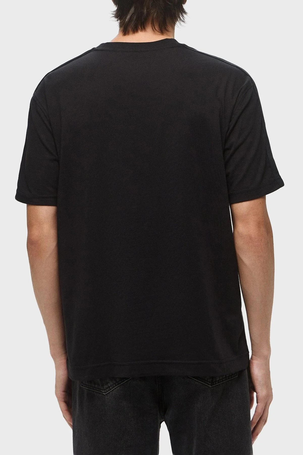 Calvin Klein Streç Pamuklu Relaxed Fit Bisiklet Yaka LVGMS5K177UB1 Erkek T Shirt LVGMS5K177 UB1 SİYAH - 8