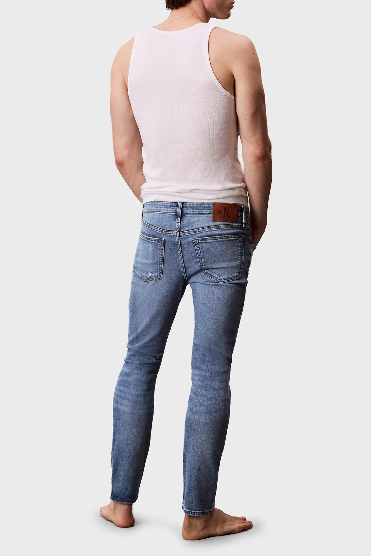 Calvin Klein Streç Pamuklu Skinny Fit Düşük Bel Jeans LV04RC712GX6S Erkek Kot Pantolon LV04RC712G X6S MAVİ - 3