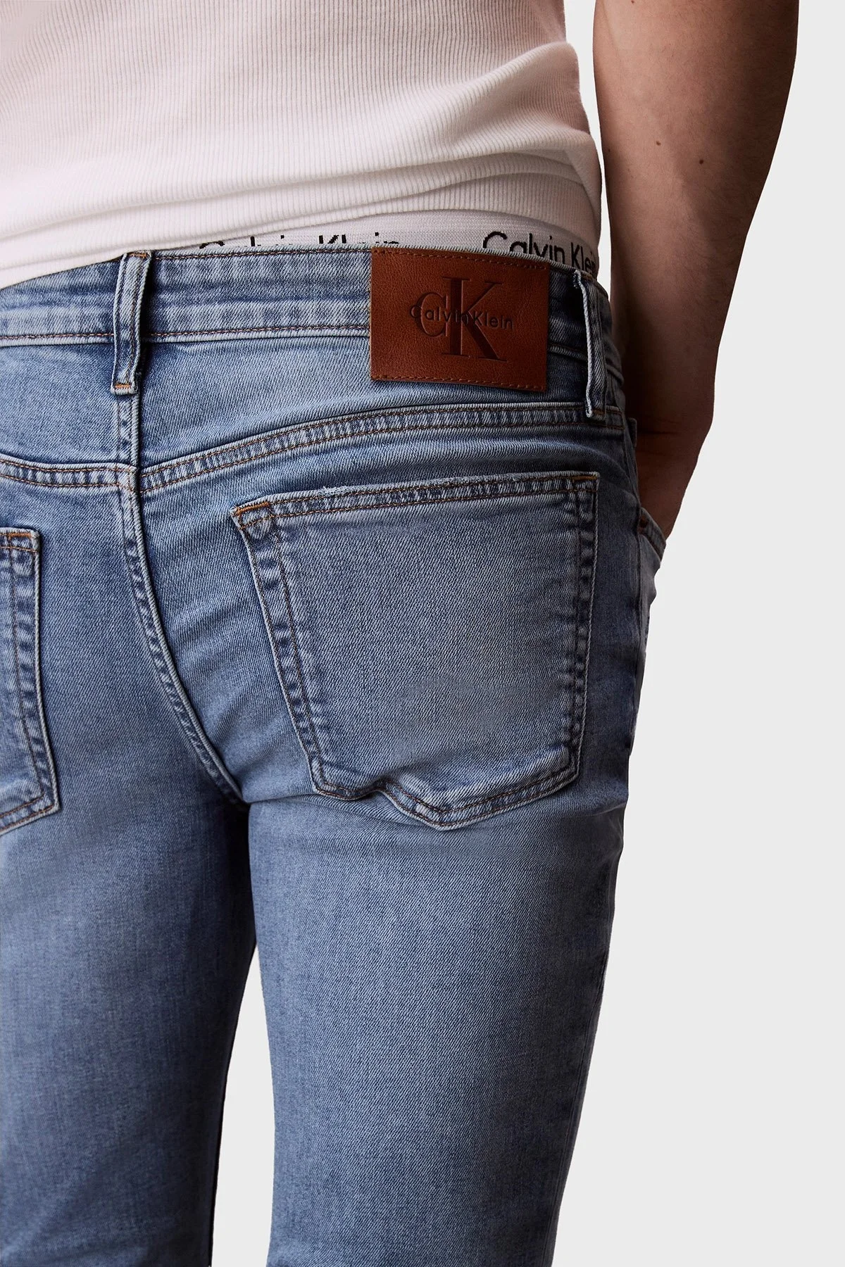 Calvin Klein Streç Pamuklu Skinny Fit Düşük Bel Jeans LV04RC712GX6S Erkek Kot Pantolon LV04RC712G X6S MAVİ - 5