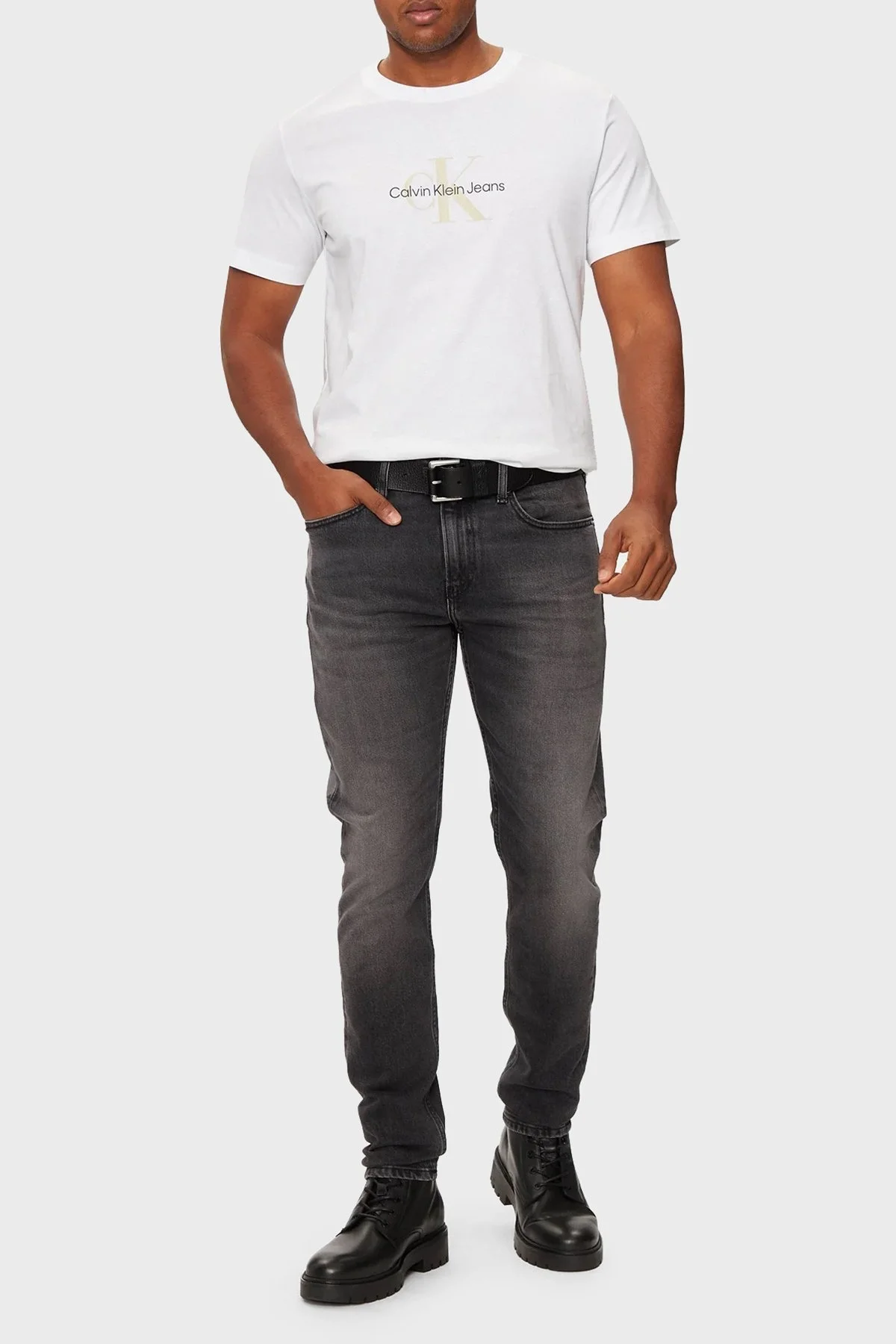 Calvin Klein Streç Pamuklu Skinny Fit Normal Bel Dar Paça Jeans J30J3263601BY Erkek Kot Pantolon J30J326360 1BY SİYAH - 2