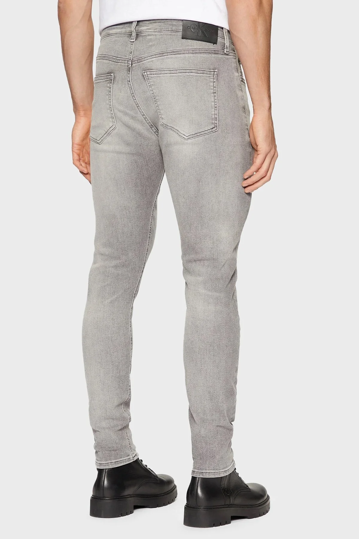 Calvin Klein Streç Pamuklu Skinny Fit Normal Bel Dar Paça Jeans J30J3265621BZ Erkek Kot Pantolon J30J326562 1BZ GRİ - 10