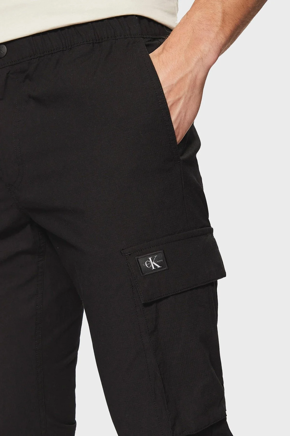 Calvin Klein Streç Pamuklu Skinny Fit Normal Bel Jogger J30J327614BEH Erkek Pantolon J30J327614 BEH SİYAH - 9