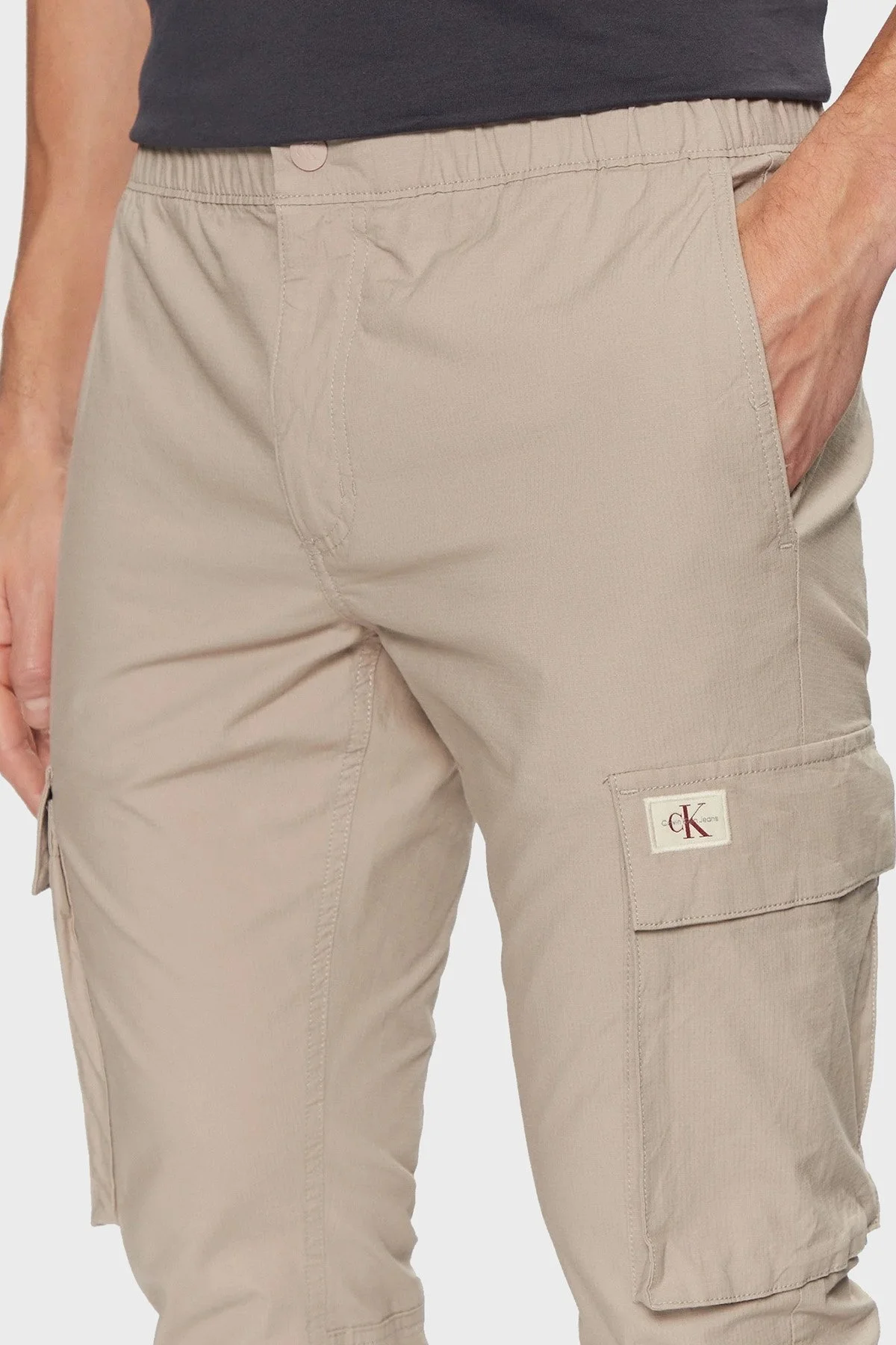 Calvin Klein Streç Pamuklu Skinny Fit Normal Bel Jogger J30J327614PAN Erkek Pantolon J30J327614 PAN BEJ - 9