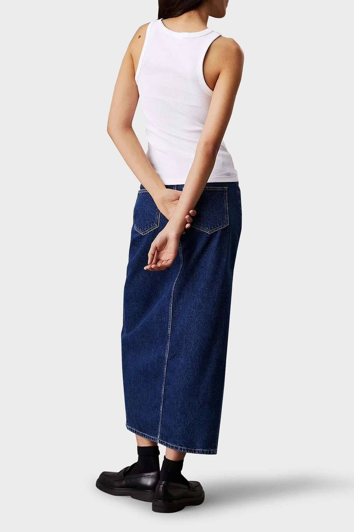 Calvin Klein Streç Pamuklu Slim Fit Bisiklet Yaka J20J224762YAF Bayan Top J20J224762 YAF BEYAZ - 2