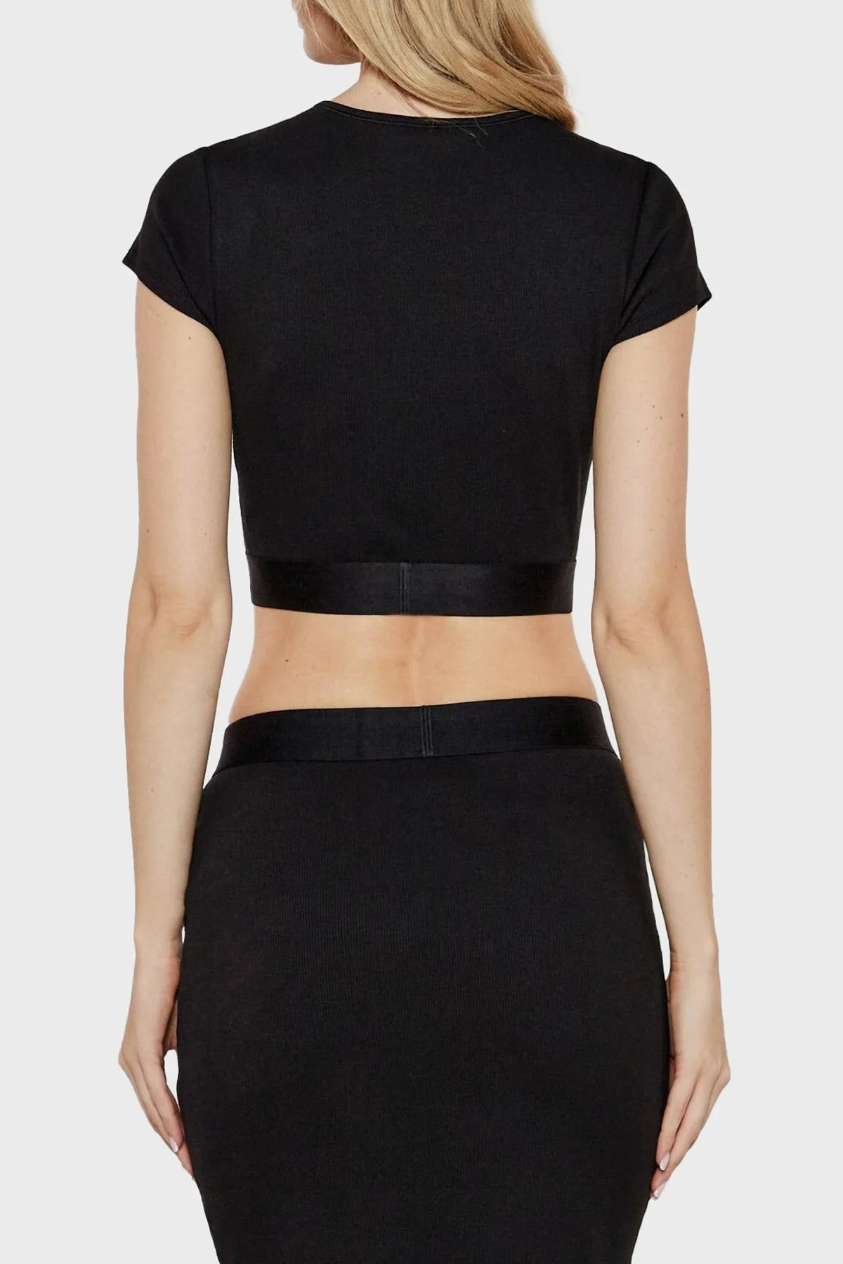 Calvin Klein Streç Pamuklu Slim Fit Bisiklet Yaka LV00QS7349UB1 Bayan Top LV00QS7349 UB1 SİYAH - 7