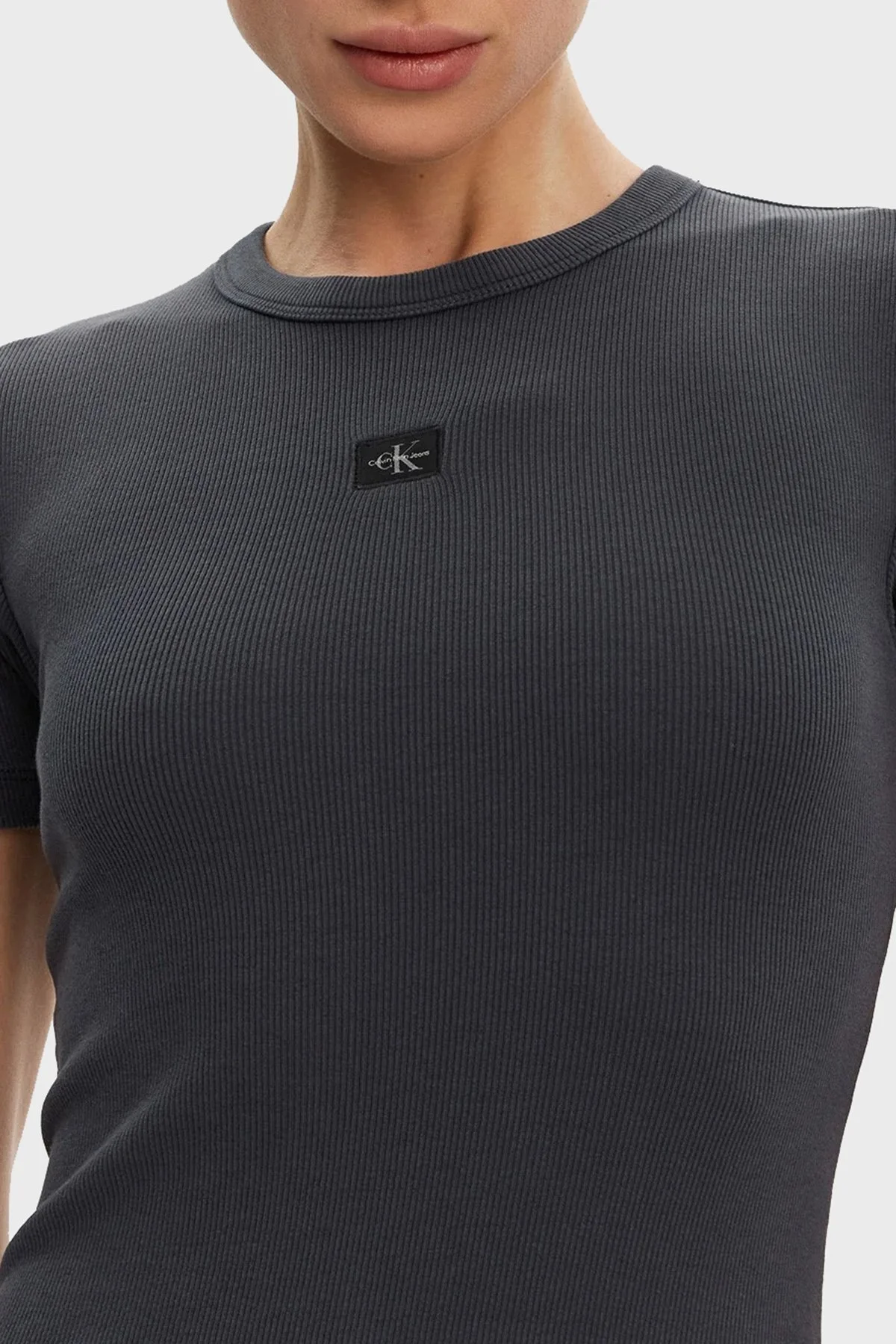 Calvin Klein Streç Pamuklu Slim Fit Bisiklet Yaka Mini Boy J20J225265PT2 Bayan Elbise J20J225265 PT2 SİYAH - 9