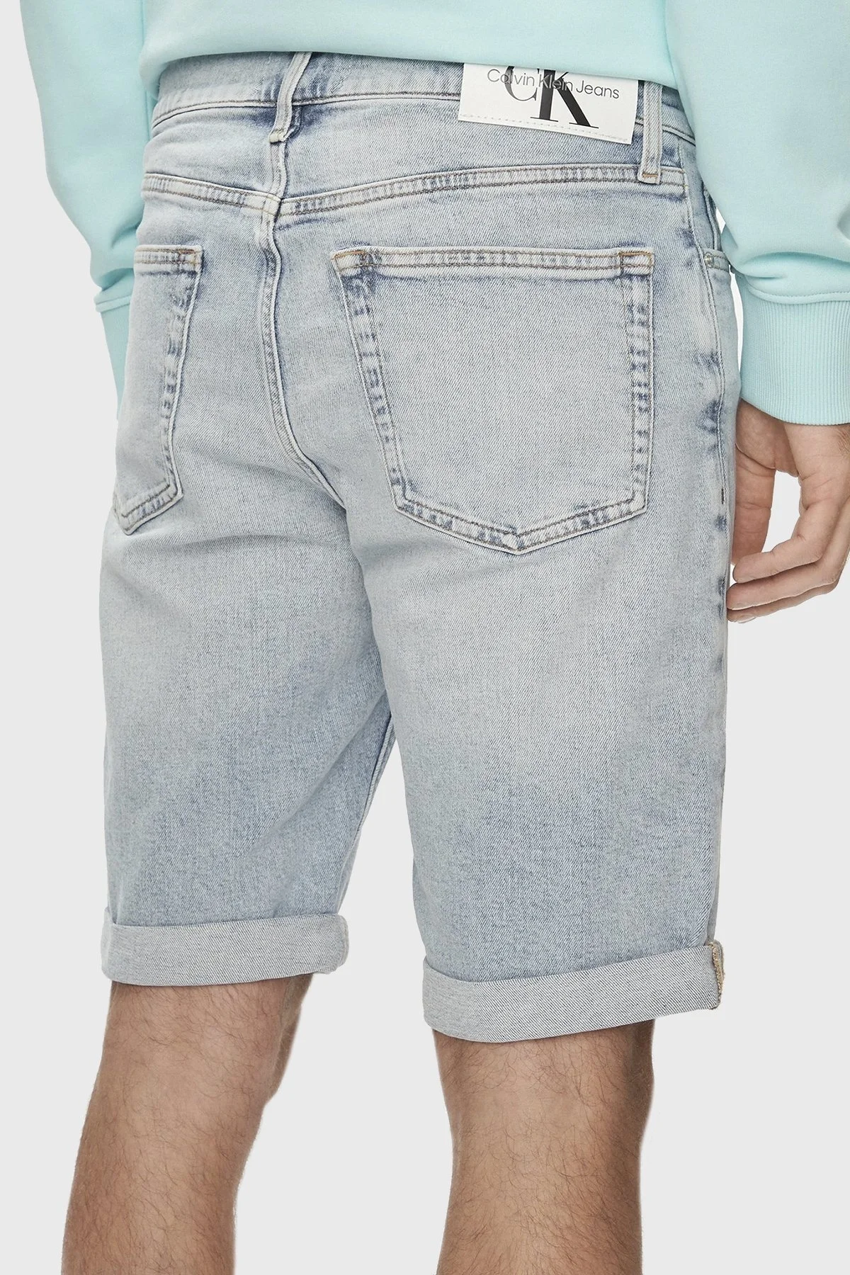 Calvin Klein Streç Pamuklu Slim Fit Denim J30J3248711AA Erkek Short J30J324871 1AA AÇIK MAVİ - 3