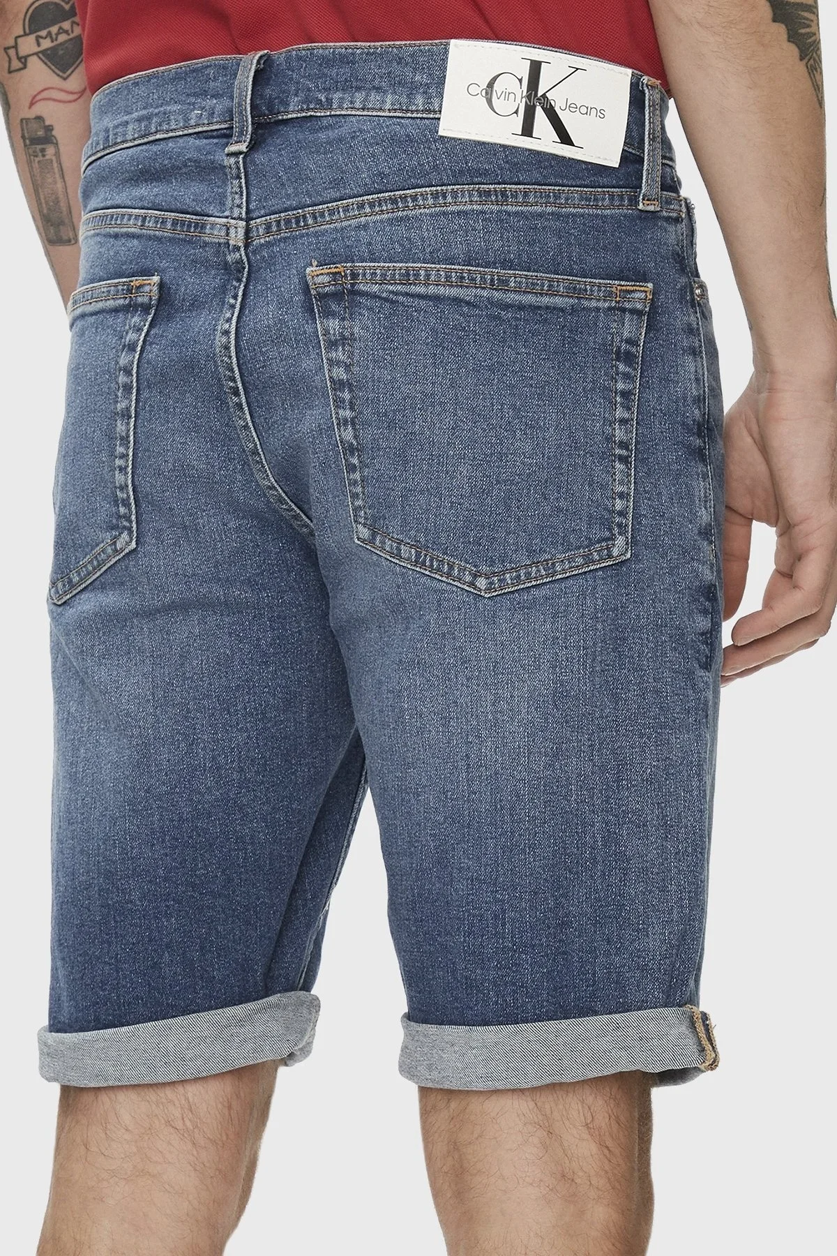 Calvin Klein Streç Pamuklu Slim Fit Denim J30J3248741A4 Erkek Short J30J324874 1A4 MAVİ - 3