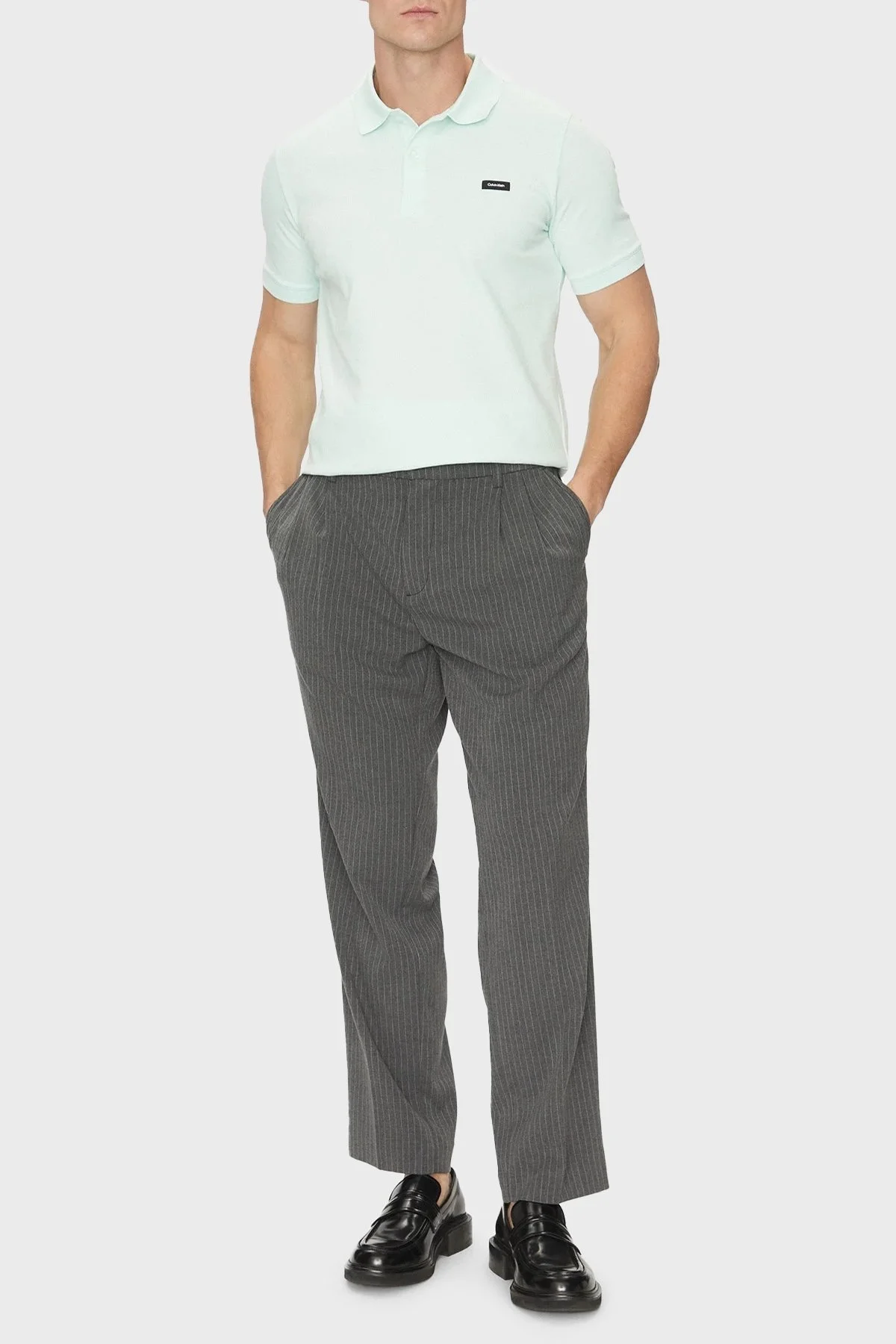 Calvin Klein Streç Pamuklu Slim Fit Düğmeli K10K111196CHJ Erkek Polo Yaka T Shirt K10K111196 CHJ MAVİ - 7