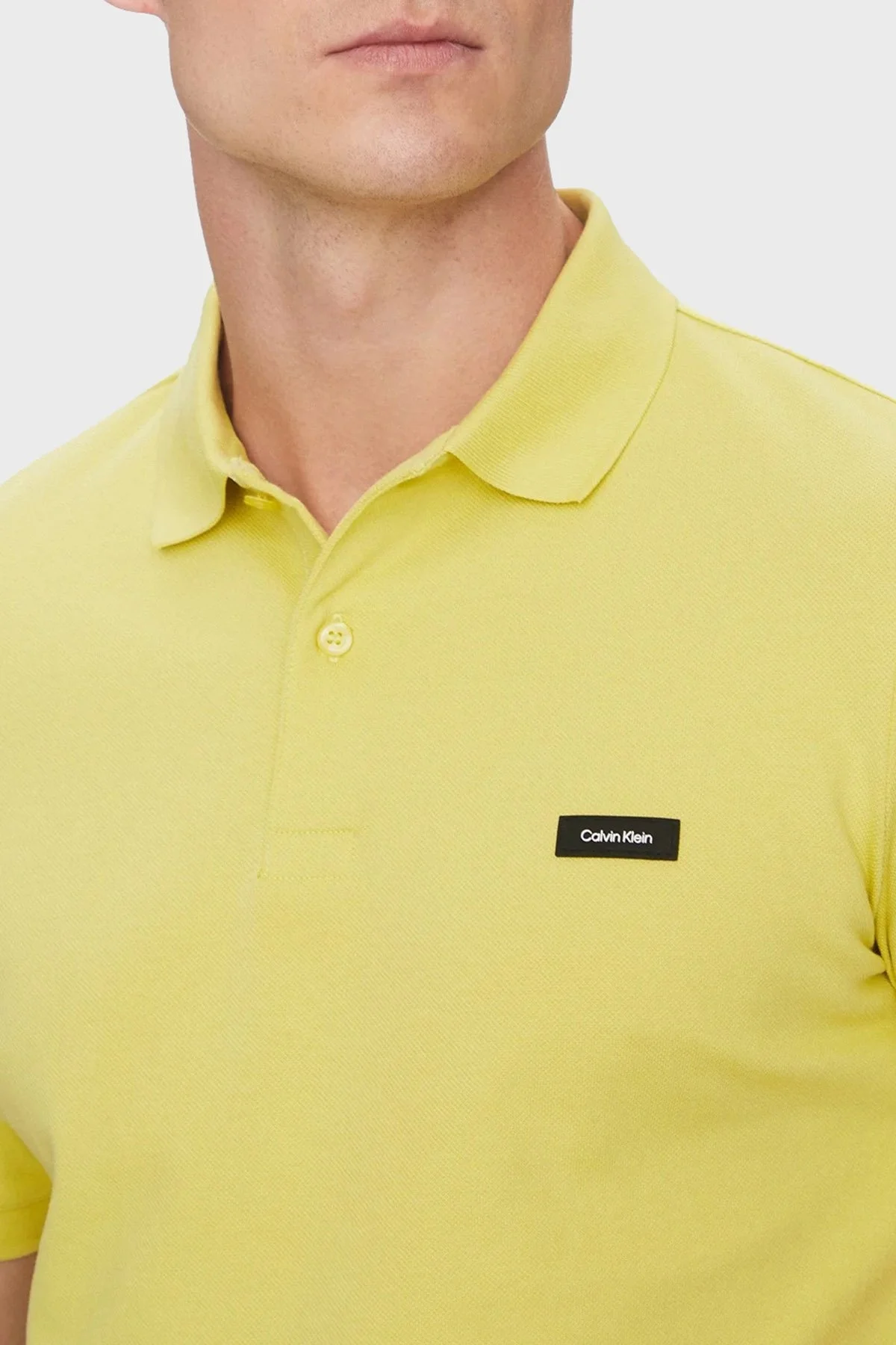 Calvin Klein Streç Pamuklu Slim Fit Düğmeli K10K111196LIN Erkek Polo Yaka T Shirt K10K111196 LIN SARI - 9