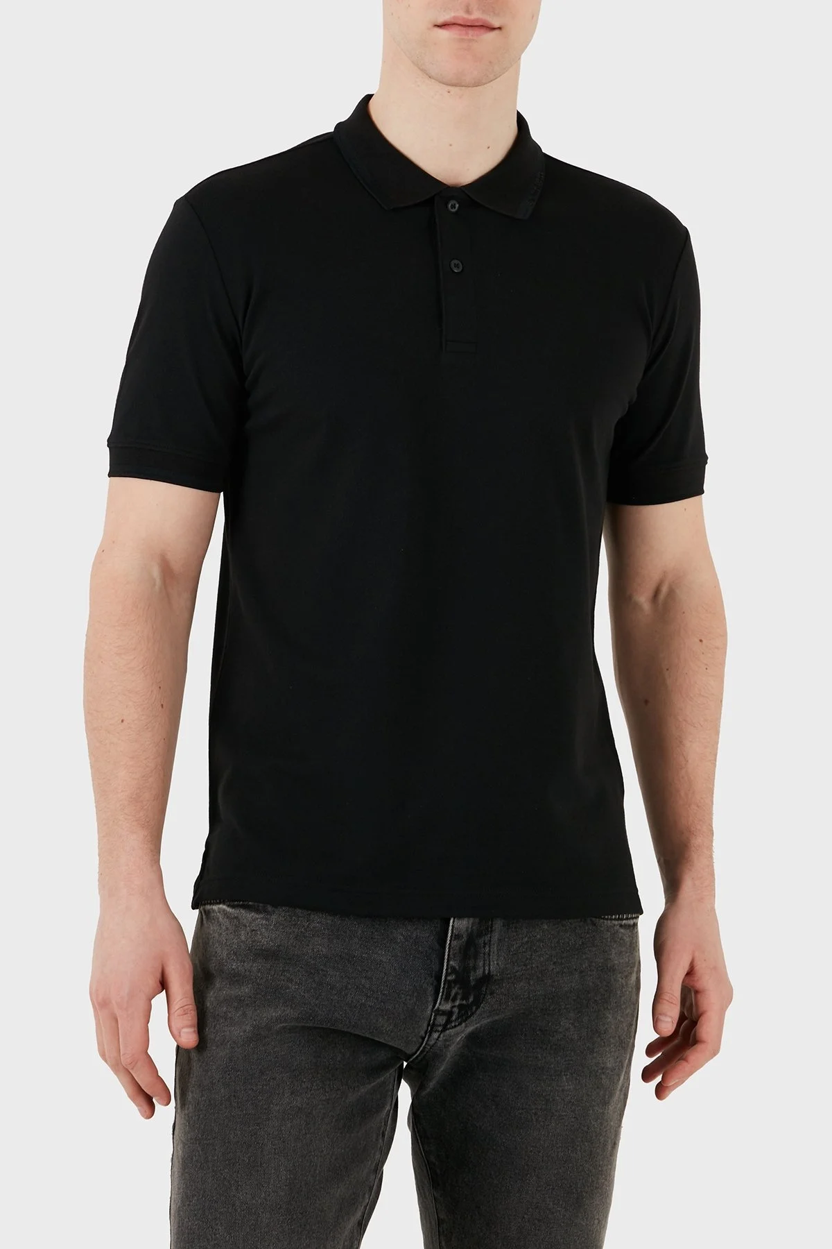 Calvin Klein Streç Pamuklu Slim Fit Düğmeli K10K114484BEH Erkek Polo Yaka T Shirt K10K114484 BEH SİYAH - 7