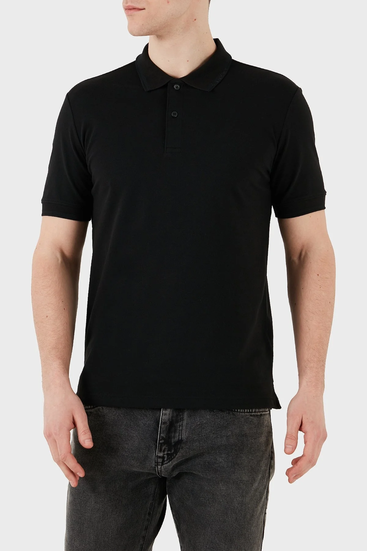 Calvin Klein Streç Pamuklu Slim Fit Düğmeli K10K114484BEH Erkek Polo Yaka T Shirt K10K114484 BEH SİYAH - 11