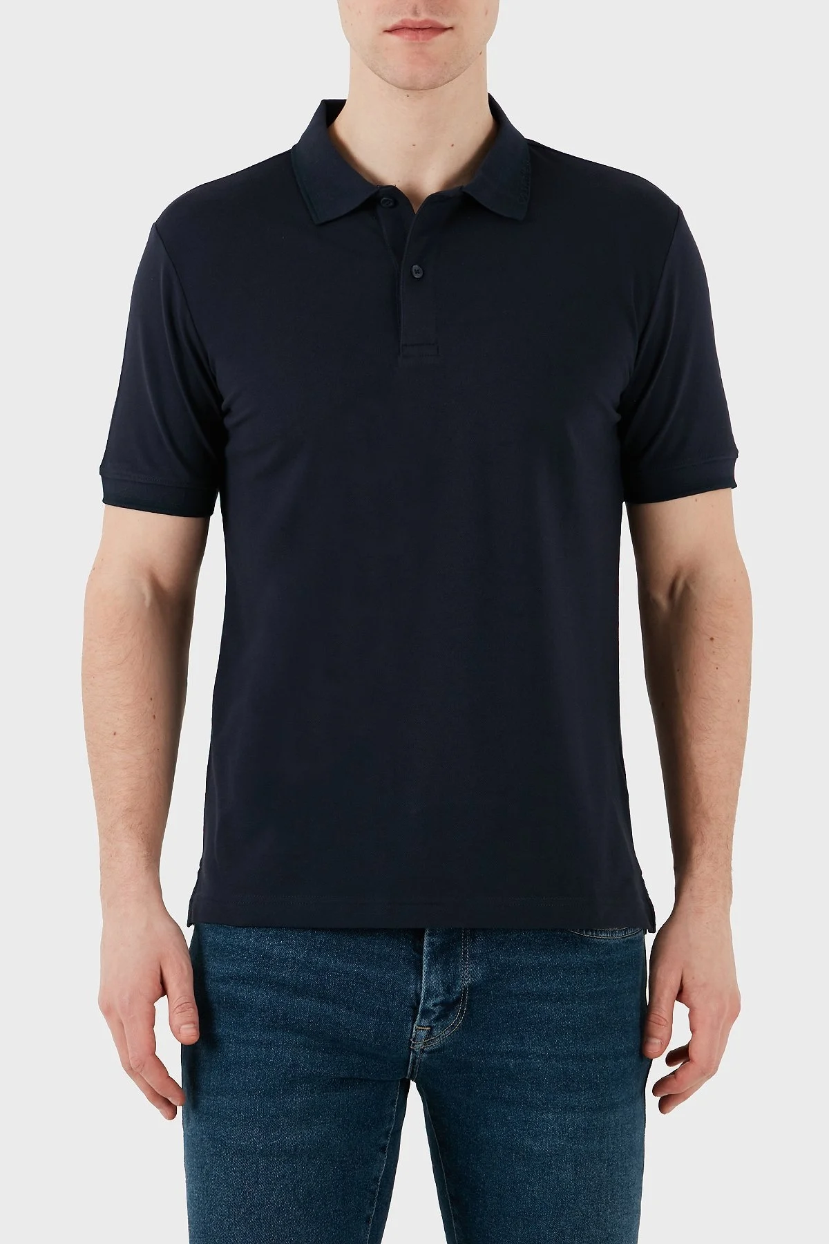 Calvin Klein Streç Pamuklu Slim Fit Düğmeli K10K114484CEF Erkek Polo Yaka T Shirt K10K114484 CEF LACİVERT - 7