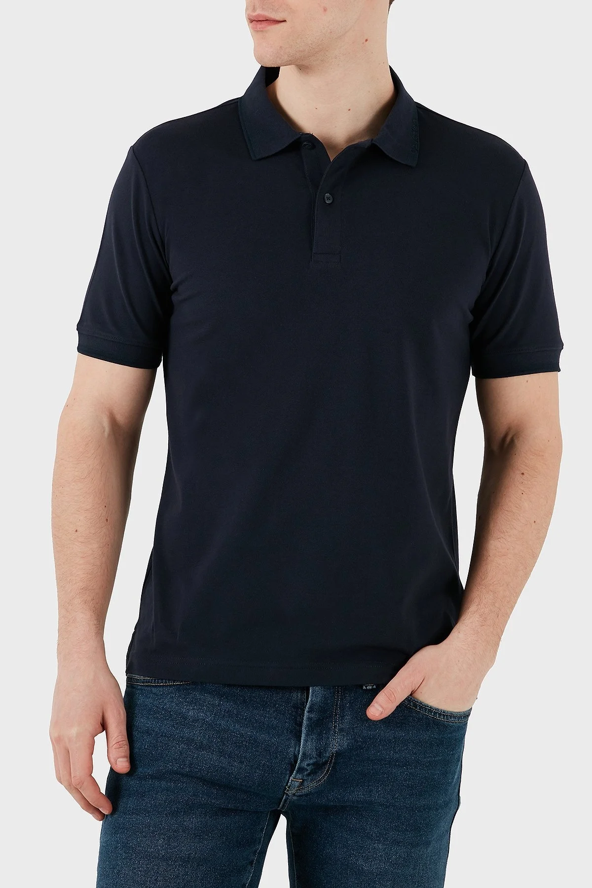 Calvin Klein Streç Pamuklu Slim Fit Düğmeli K10K114484CEF Erkek Polo Yaka T Shirt K10K114484 CEF LACİVERT - 8