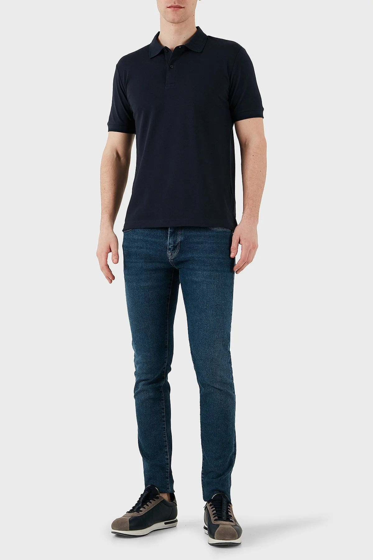 Calvin Klein Streç Pamuklu Slim Fit Düğmeli K10K114484CEF Erkek Polo Yaka T Shirt K10K114484 CEF LACİVERT - 10