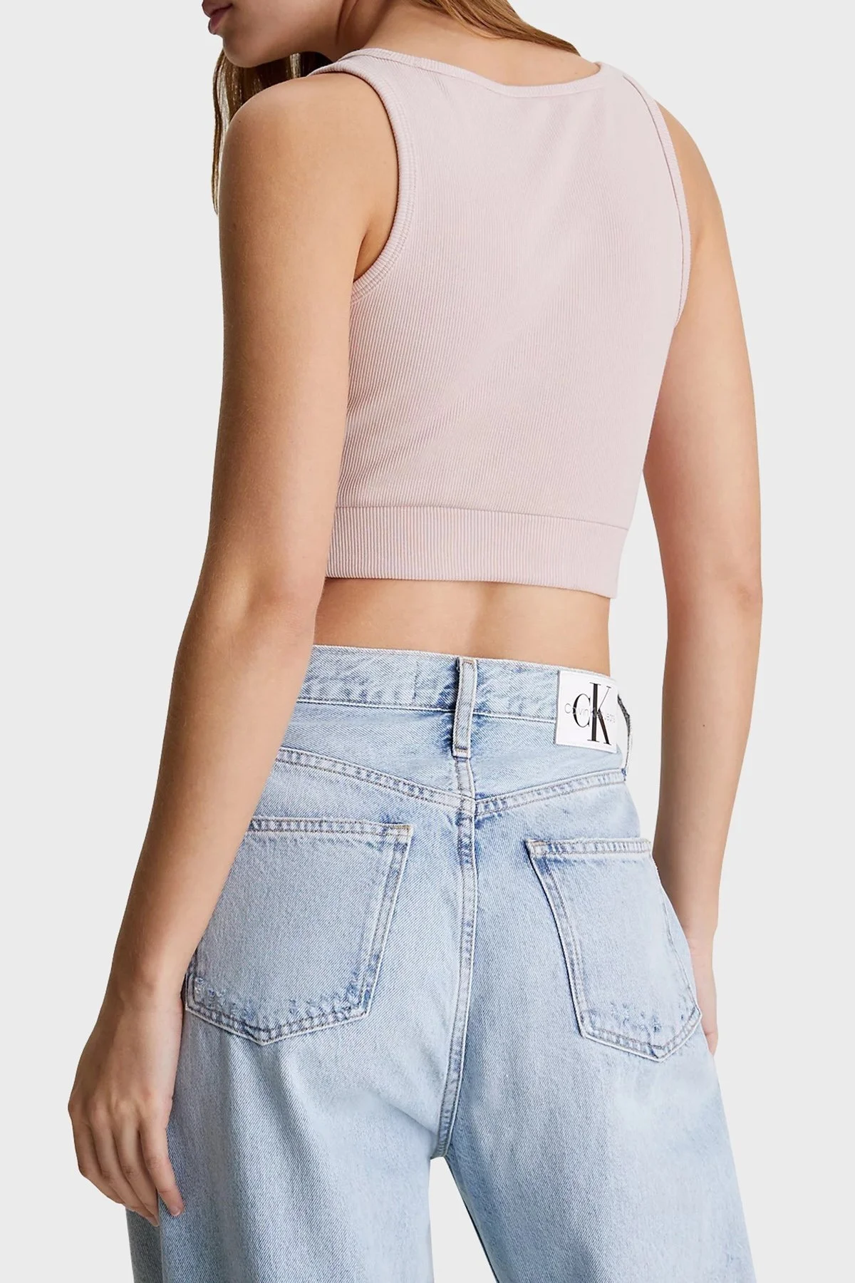 Calvin Klein Streç Pamuklu Slim Fit J20J223356TF6 Bayan Top J20J223356 TF6 PUDRA - 2