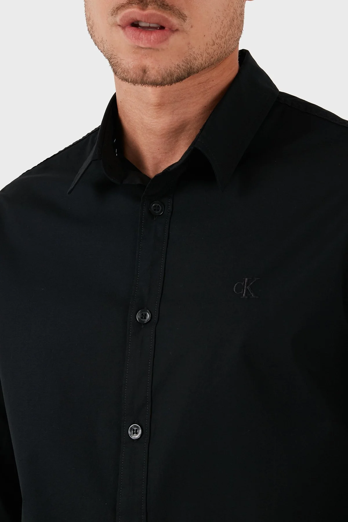 Calvin Klein Streç Pamuklu Slim Fit J30J324614BEH Erkek Gömlek J30J324614 BEH SİYAH - 4