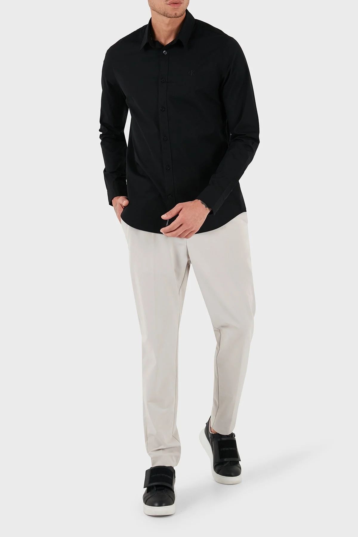 Calvin Klein Streç Pamuklu Slim Fit J30J324614BEH Erkek Gömlek J30J324614 BEH SİYAH - 5