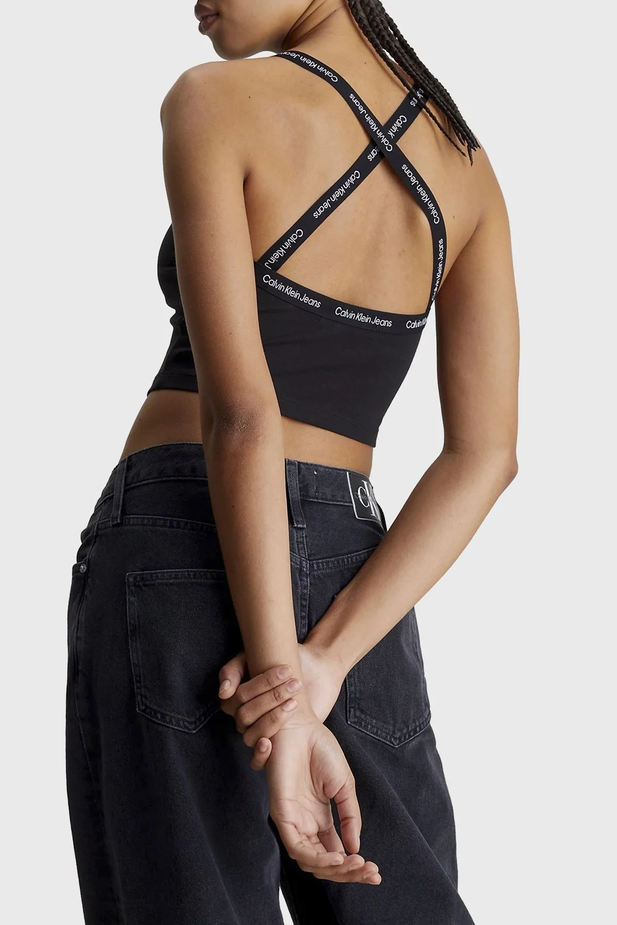 Calvin Klein Streç Pamuklu Slim Fit Kare Yaka J20J223110BEH Bayan Top J20J223110 BEH SİYAH - 2