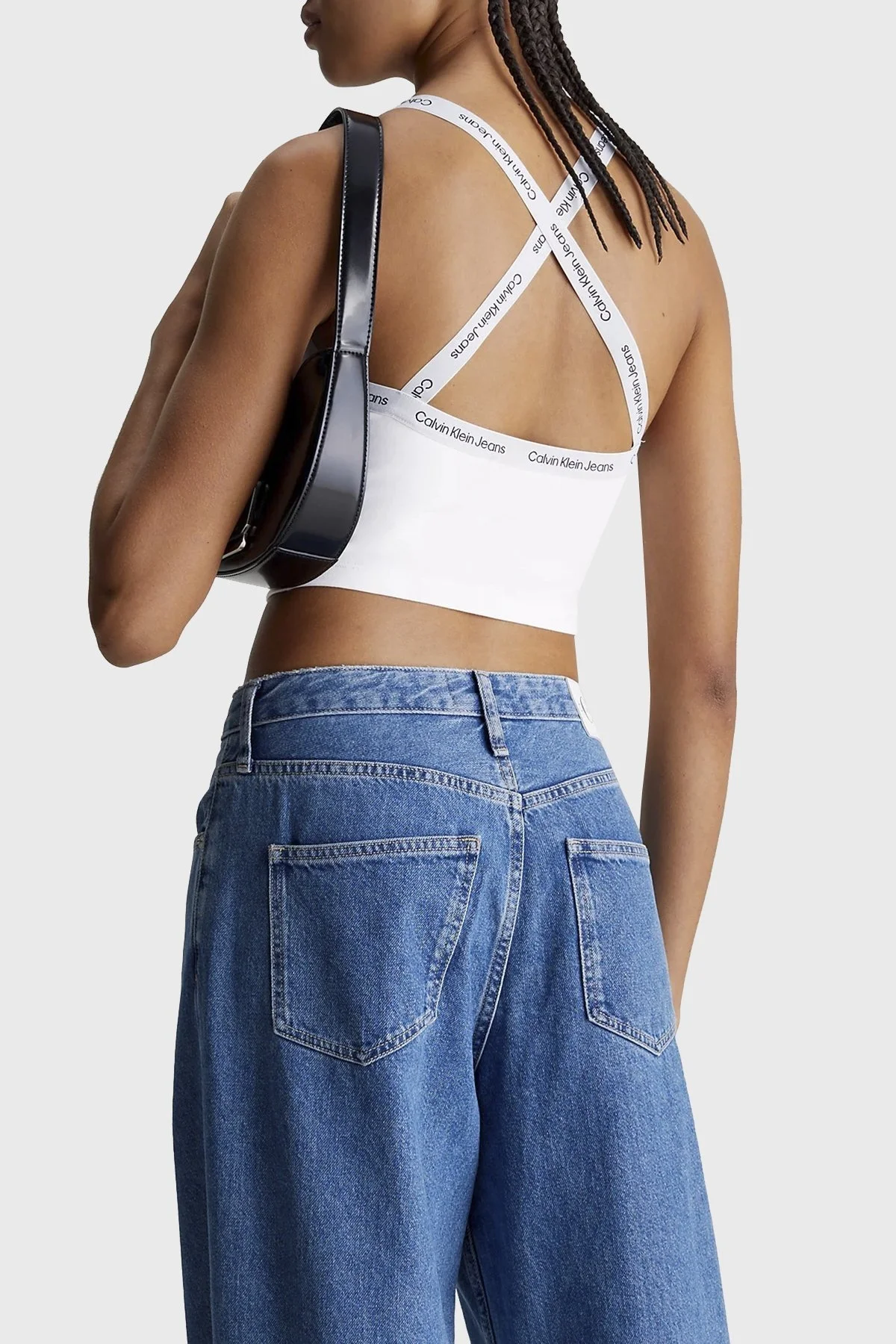 Calvin Klein Streç Pamuklu Slim Fit Kare Yaka J20J223110YAF Bayan Top J20J223110 YAF BEYAZ - 2