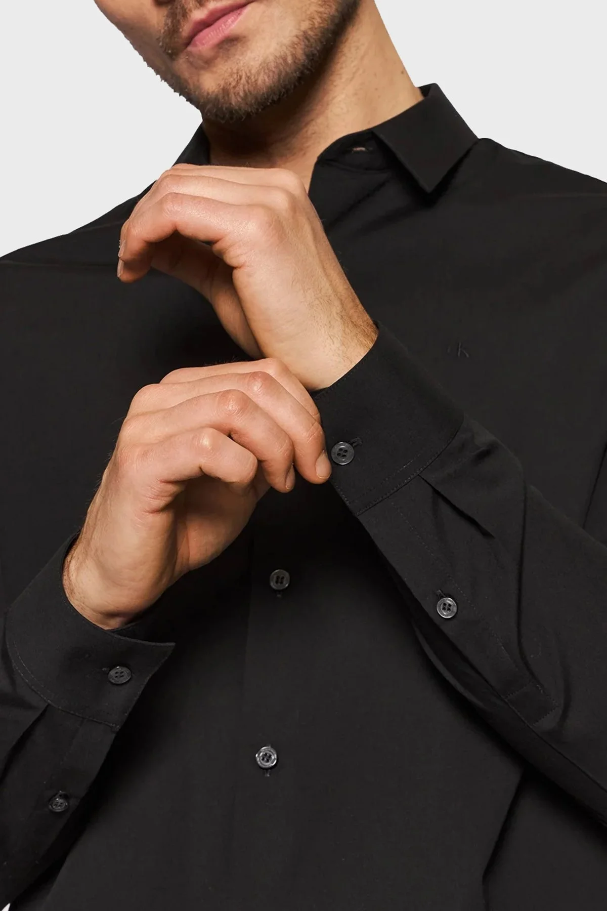 Calvin Klein Streç Pamuklu Slim Fit Poplin J30J319065BEH Erkek Gömlek J30J319065 BEH SİYAH - 4