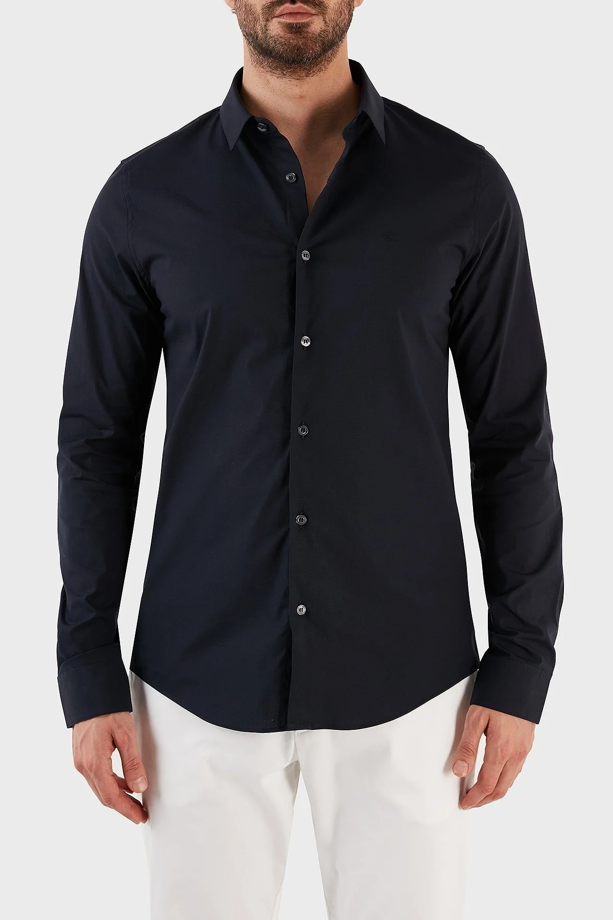 Calvin Klein Streç Pamuklu Slim Fit Poplin J30J319065CHW Erkek Gömlek J30J319065 CHW SİYAH - 2