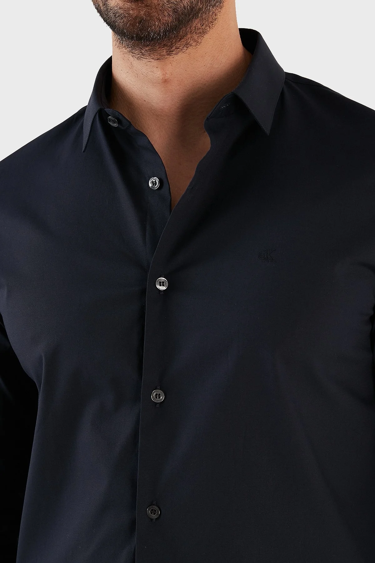 Calvin Klein Streç Pamuklu Slim Fit Poplin J30J319065CHW Erkek Gömlek J30J319065 CHW SİYAH - 3