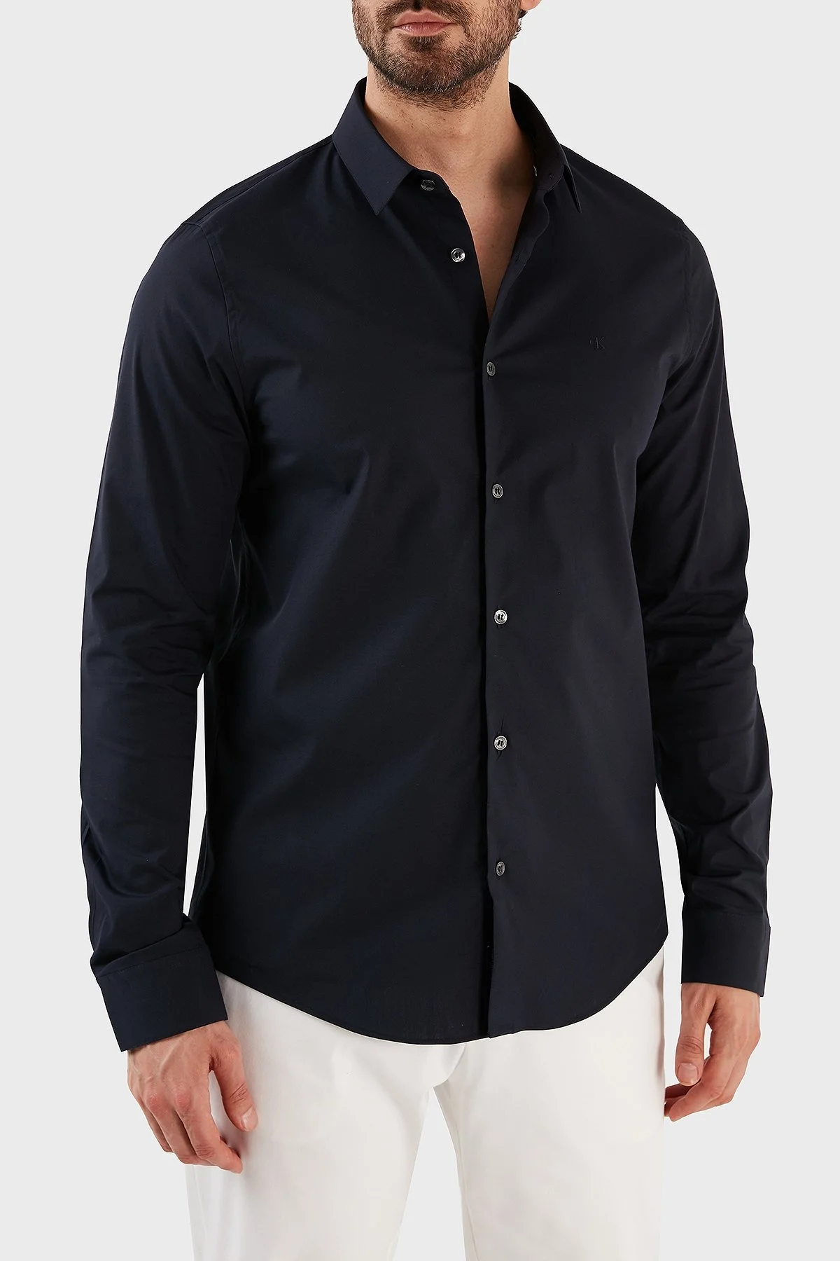 Calvin Klein Streç Pamuklu Slim Fit Poplin J30J319065CHW Erkek Gömlek J30J319065 CHW SİYAH - 4