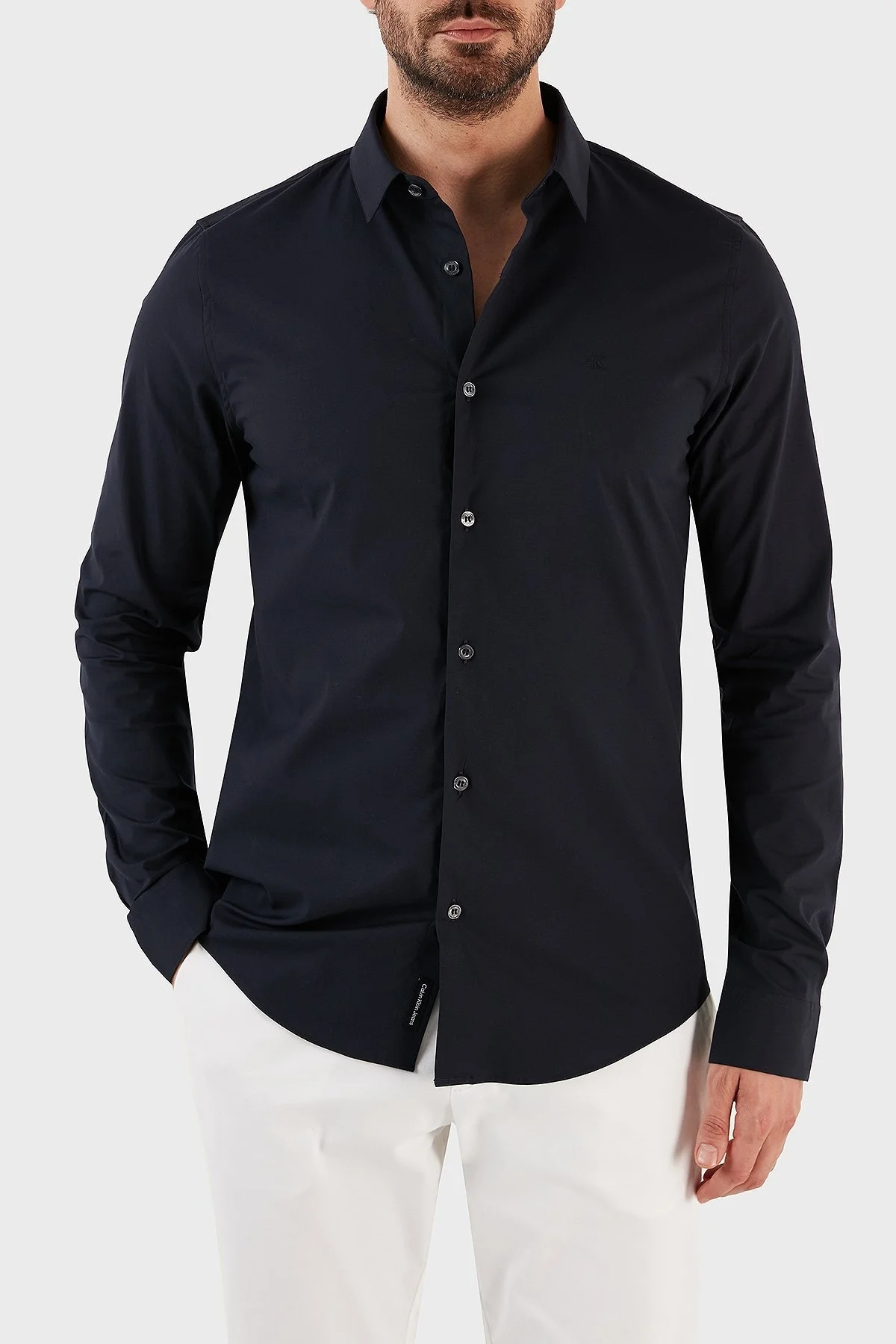 Calvin Klein Streç Pamuklu Slim Fit Poplin J30J319065CHW Erkek Gömlek J30J319065 CHW SİYAH - 6
