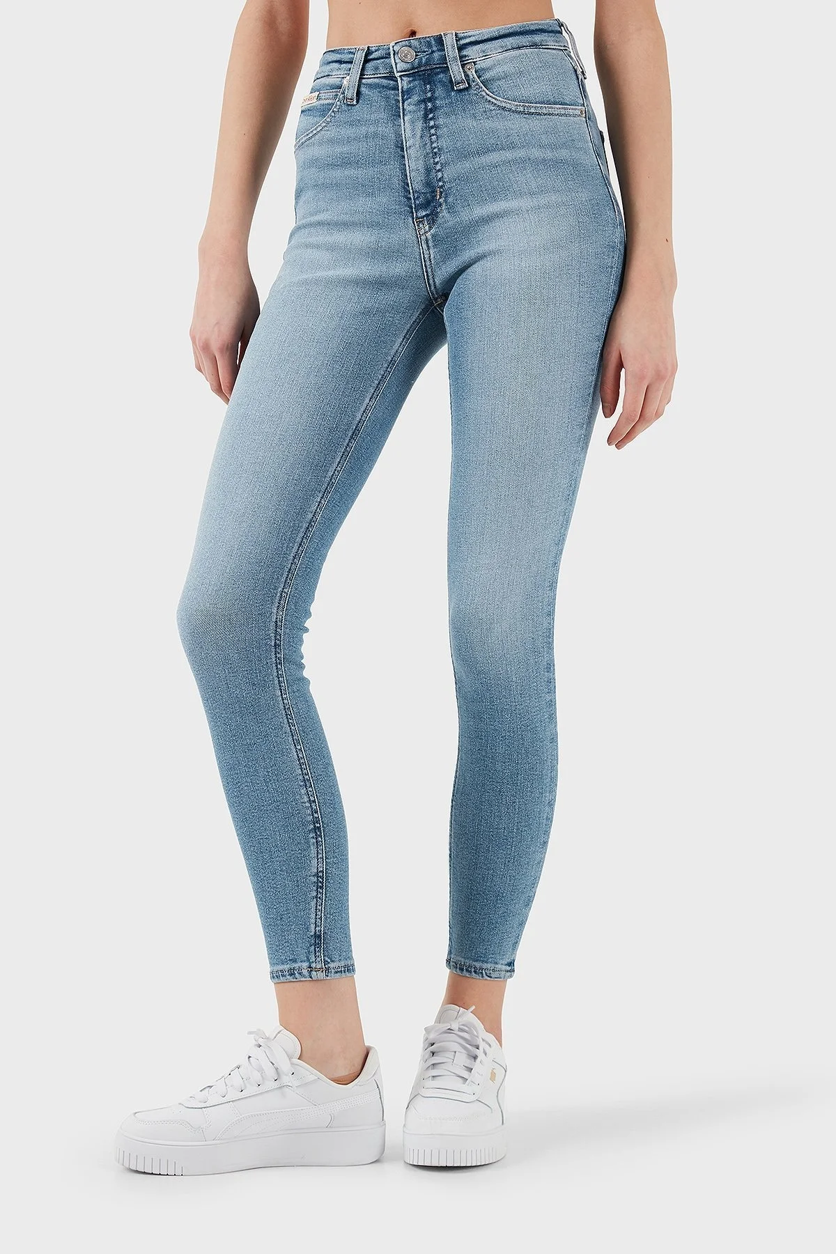 Calvin Klein Streç Pamuklu Slim Fit Yüksek Bel Süper Dar Paça Jeans J20J2244861AA Bayan Kot Pantolon J20J224486 1AA AÇIK MAVİ - 10